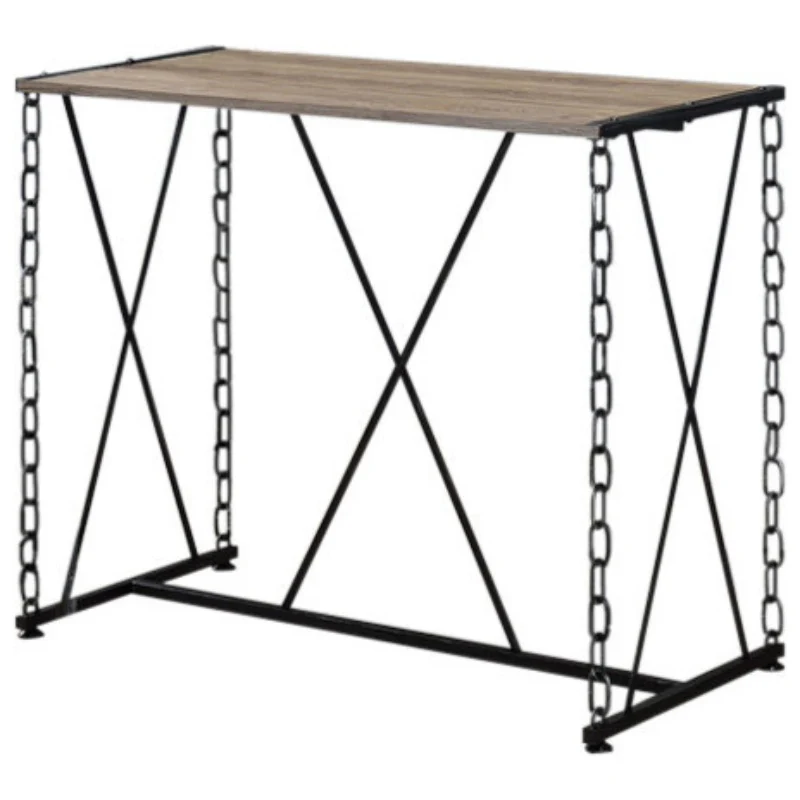 Rustic Oak And Antique Black Bar Table By Homeroots - Image 2
