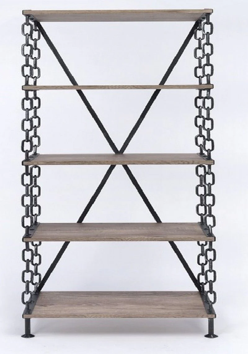 Rustic Oak And Antique Black Long Side Pier By Homeroots - Image 2