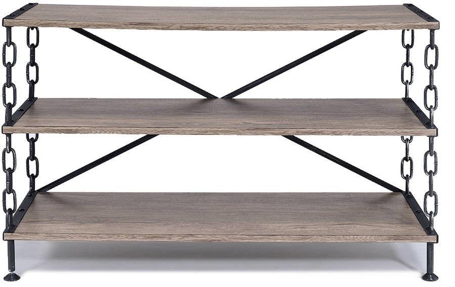 Rustic Oak And Antique Black Tv Stand By Homeroots - Image 3