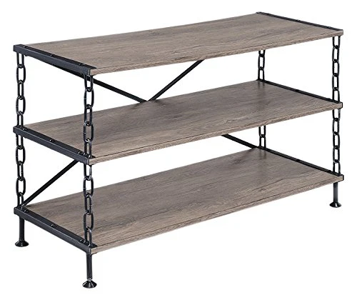 Rustic Oak And Antique Black Tv Stand By Homeroots - Image 4