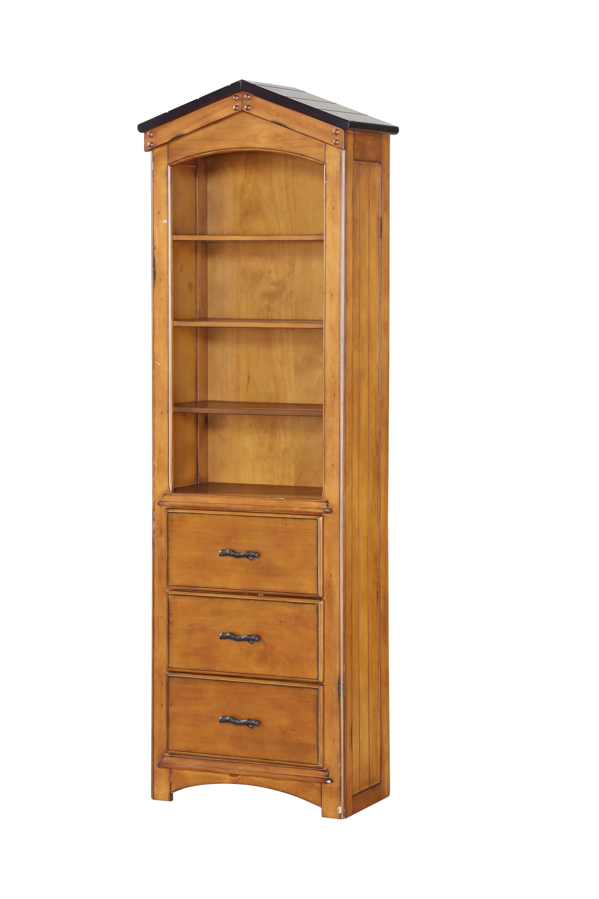 Rustic Oak Bookcase Cabinet By Homeroots - Image 2