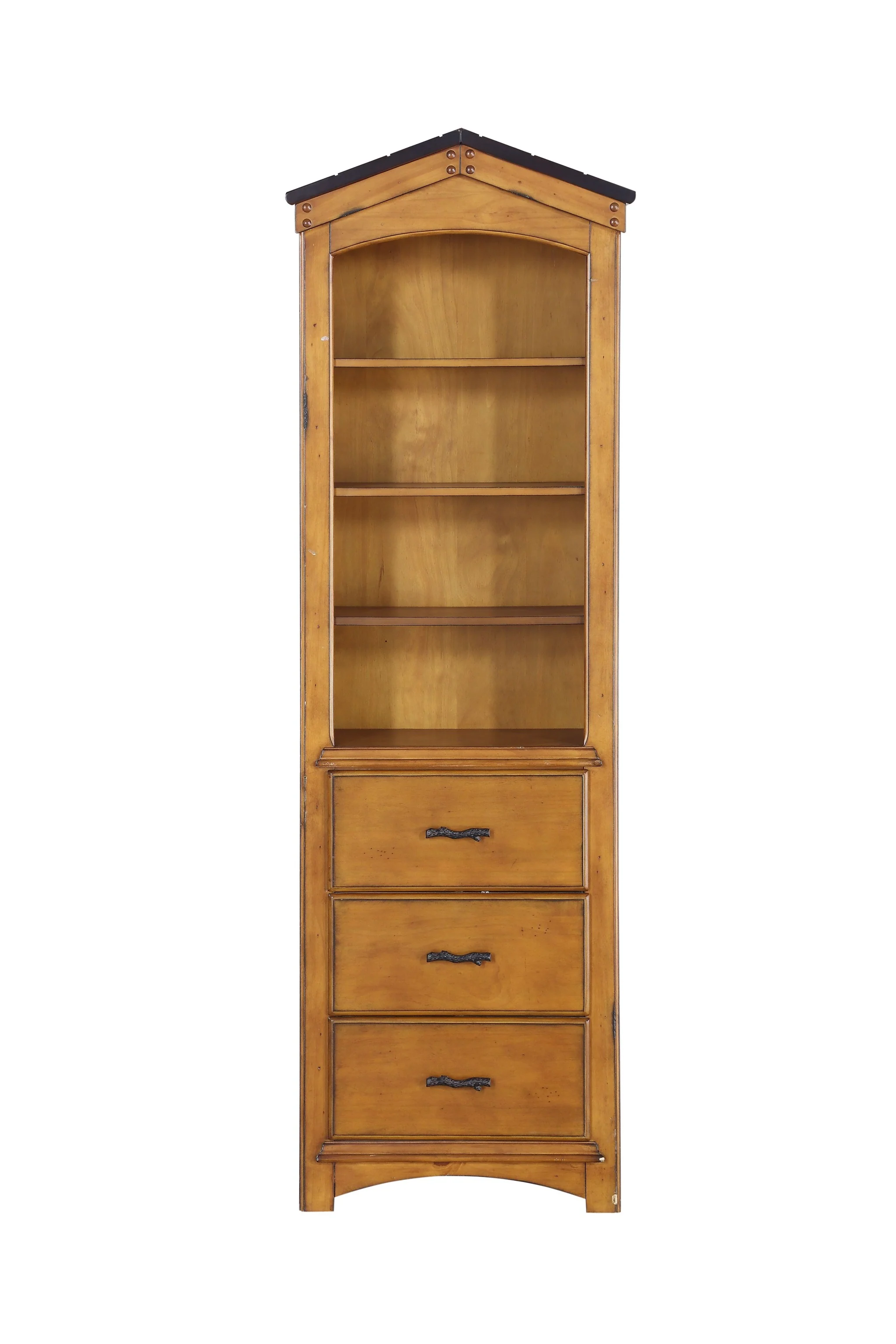 Rustic Oak Bookcase Cabinet By Homeroots - Image 3