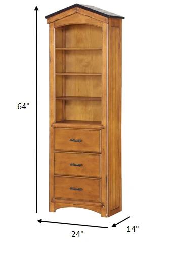 Rustic Oak Bookcase Cabinet By Homeroots - Image 6