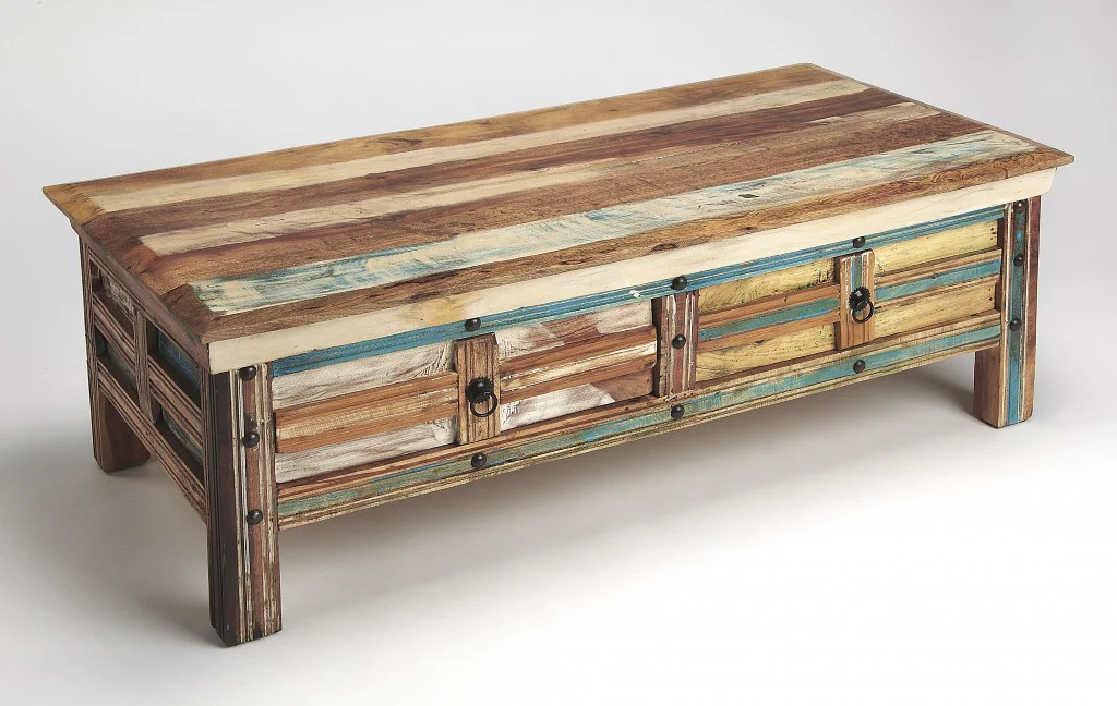 Rustic Painted Coffee Table By Homeroots - Image 3