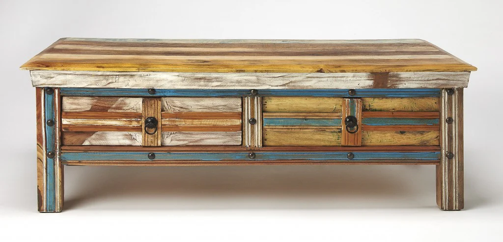 Rustic Painted Coffee Table By Homeroots - Image 4
