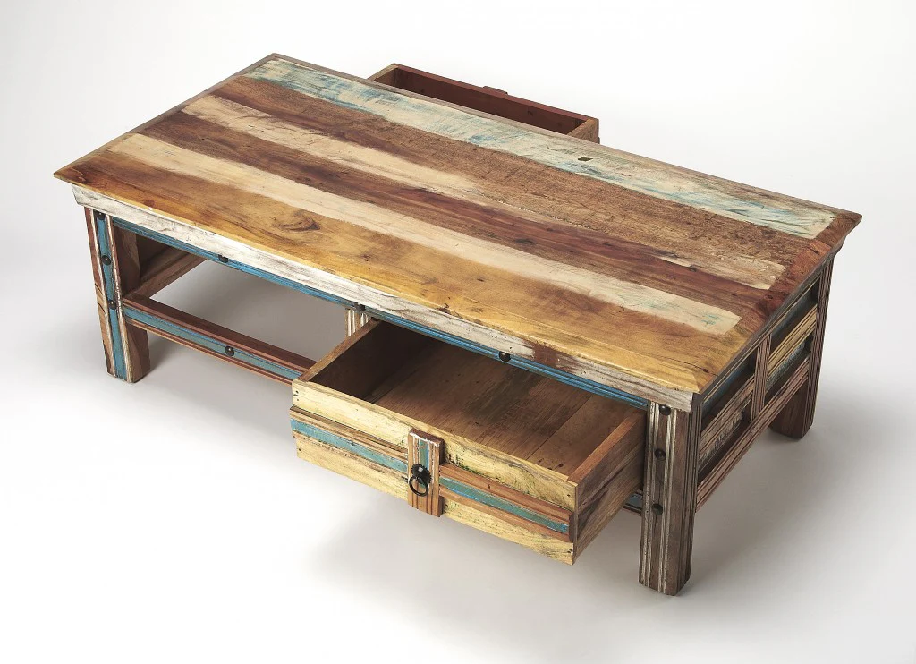 Rustic Painted Coffee Table By Homeroots - Image 5