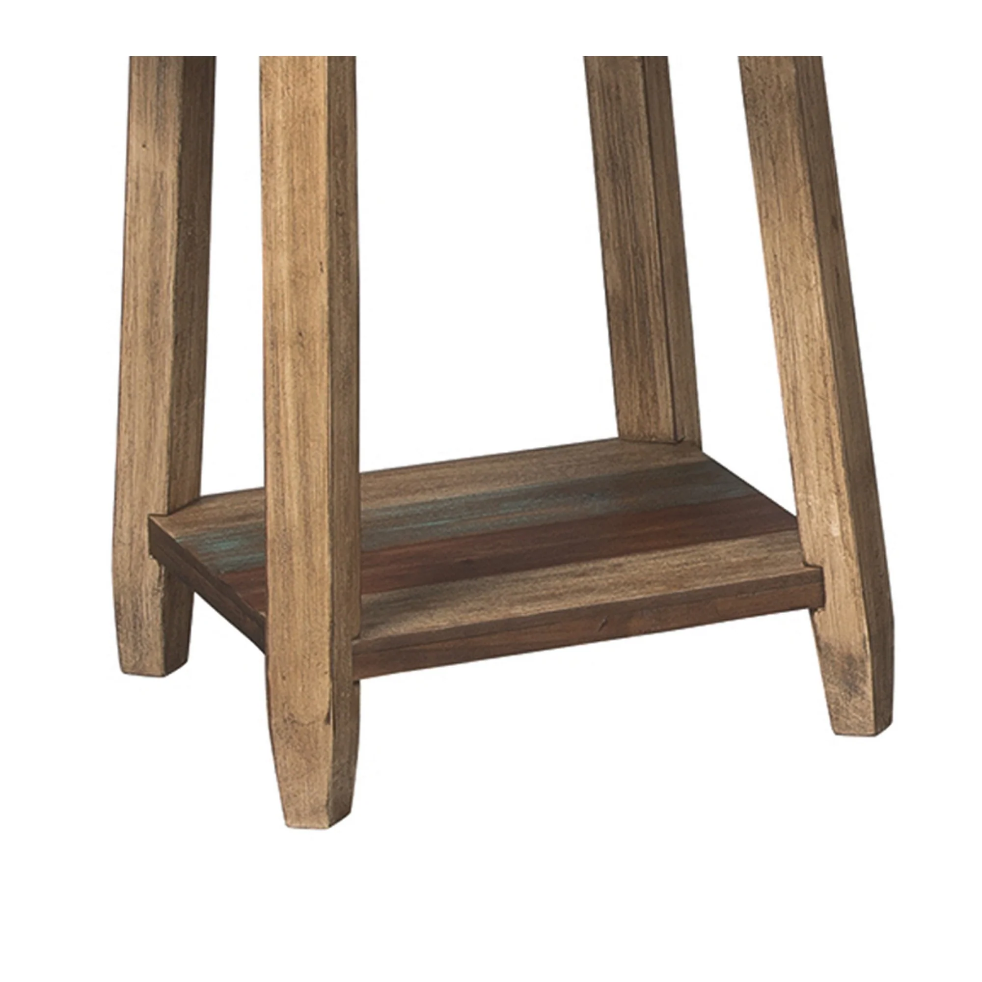 Rustic Plank Style Round Shape Cocktail And 2 End Tables, Set Of 3, Brown By Benzara - Image 2