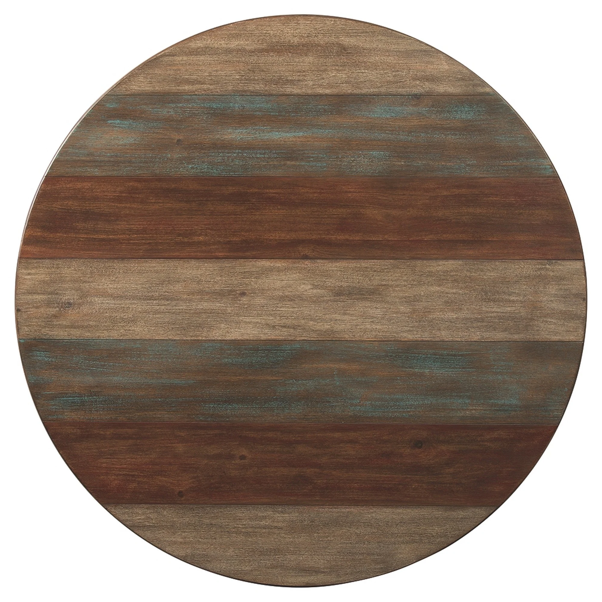 Rustic Plank Style Round Shape Cocktail And 2 End Tables, Set Of 3, Brown By Benzara - Image 3