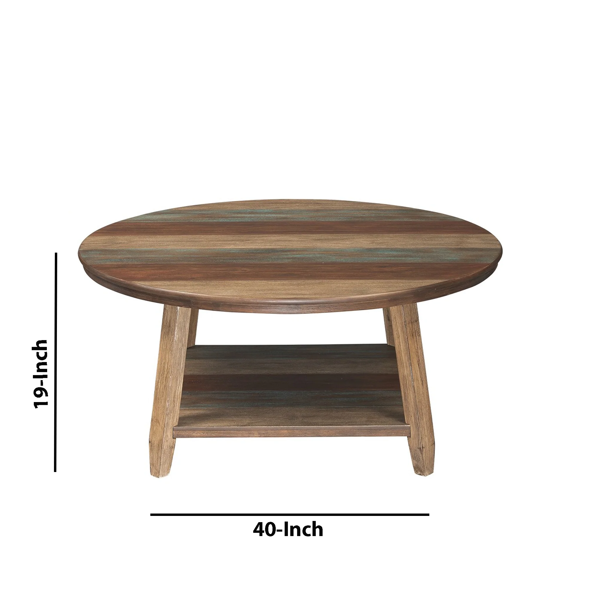Rustic Plank Style Round Shape Cocktail And 2 End Tables, Set Of 3, Brown By Benzara - Image 5