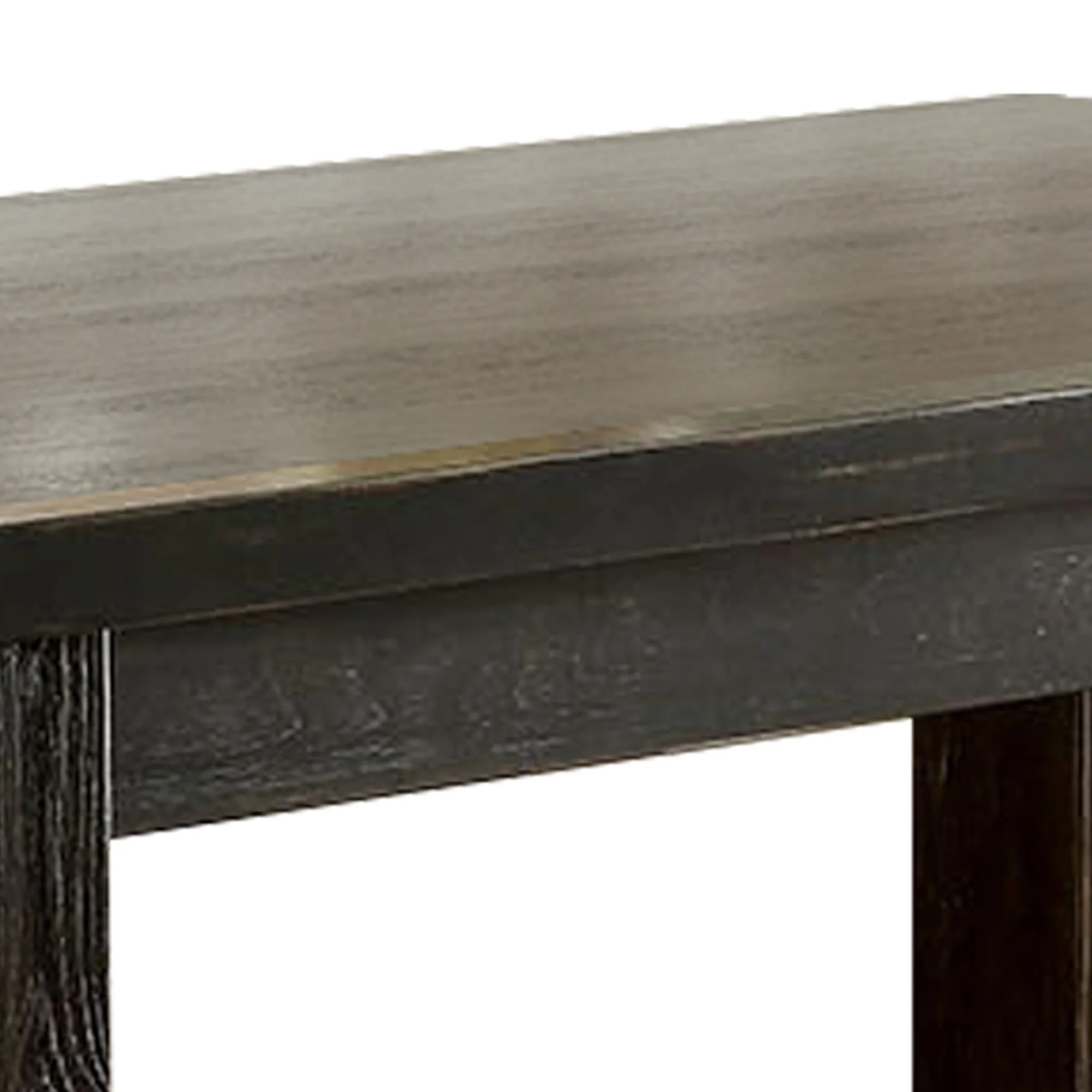Rustic Plank Wooden Bar Table With Block Legs Antique Black By Benzara - Image 4