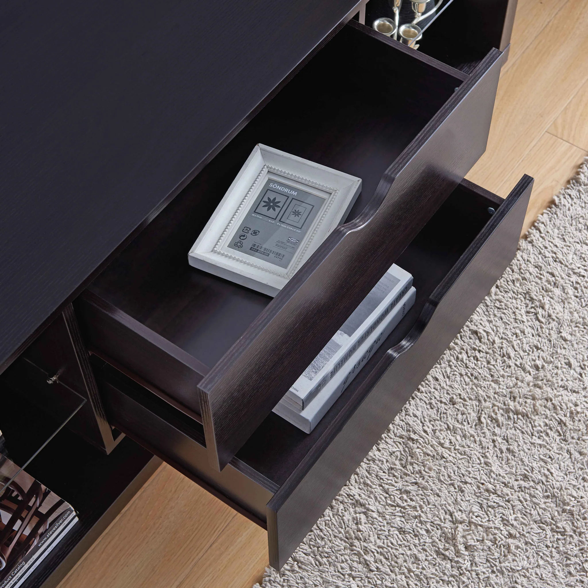 Rustic Red Cocoa TV Stand with Two Drawers By Homeroots - Image 3