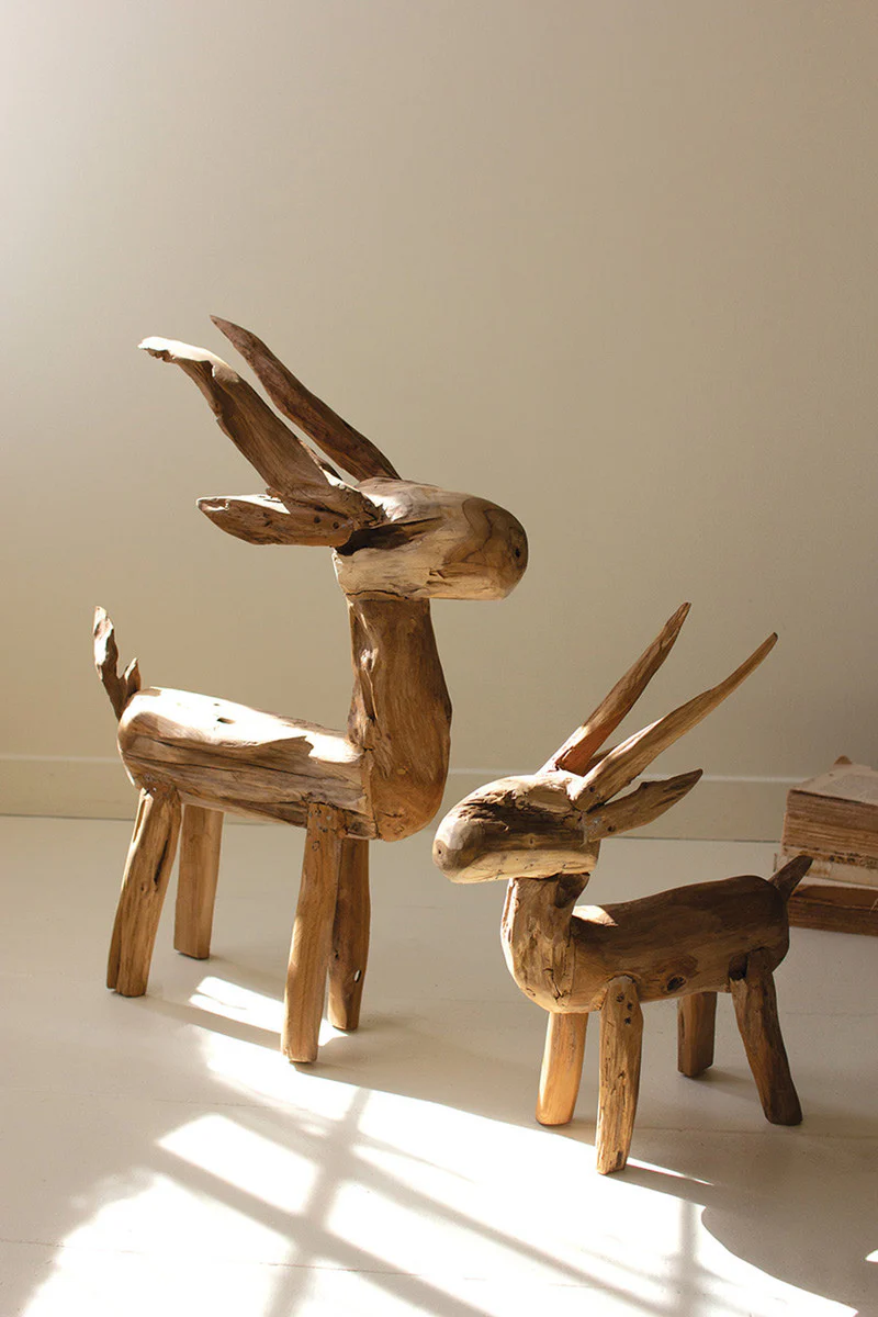 Rustic Teak Reindeer Set Of 2 By Kalalou - Image 2