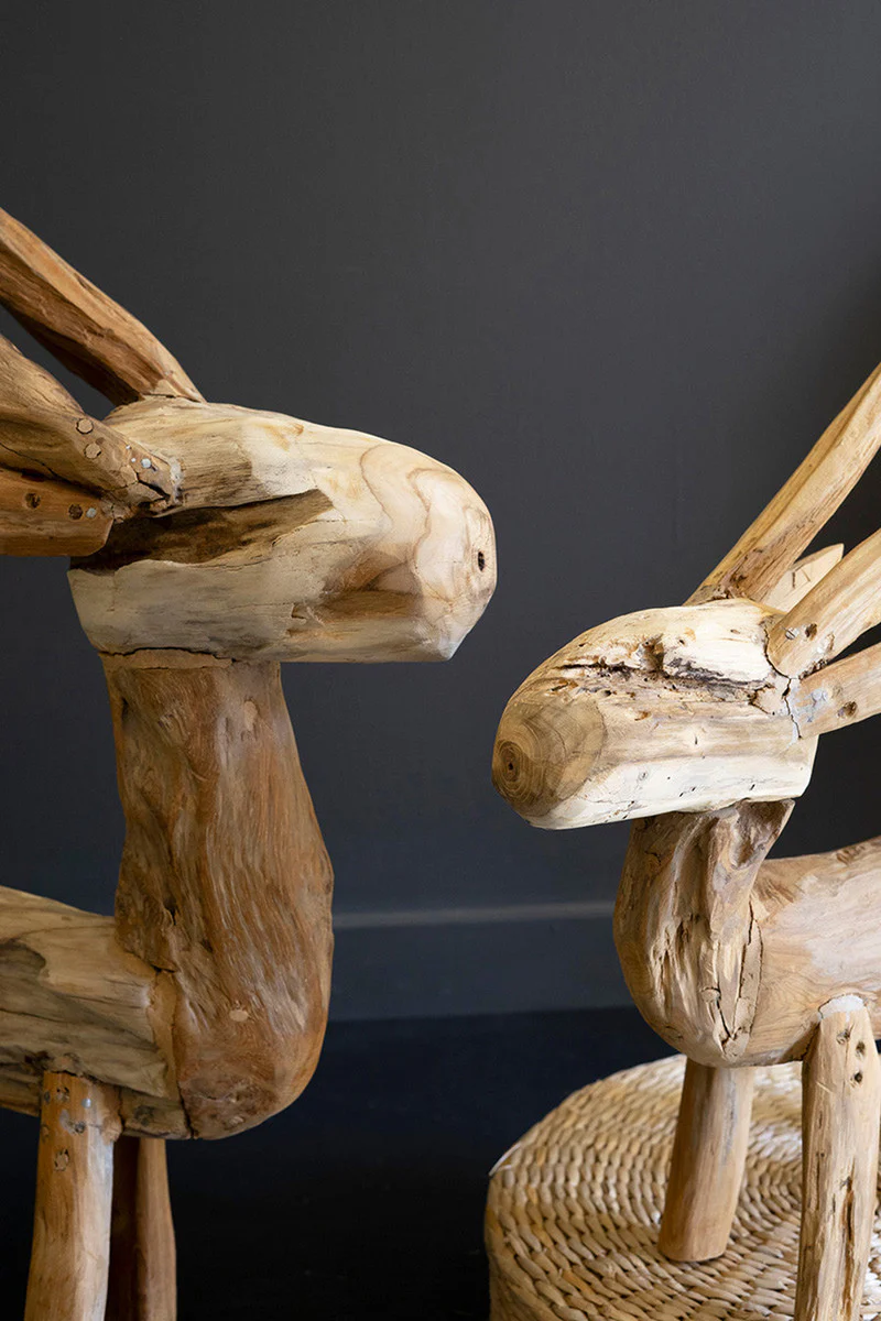 Rustic Teak Reindeer Set Of 2 By Kalalou - Image 3