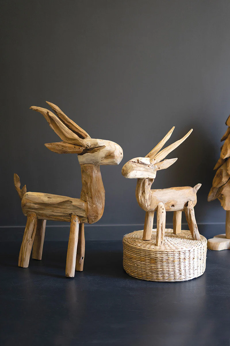 Rustic Teak Reindeer Set Of 2 By Kalalou - Image 4