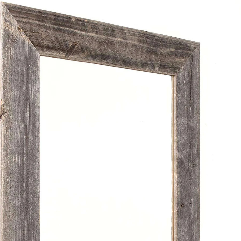 Rustic Weathered Gray Reclaimed Wood Plank Mirror With Shelf By Homeroots - Image 3