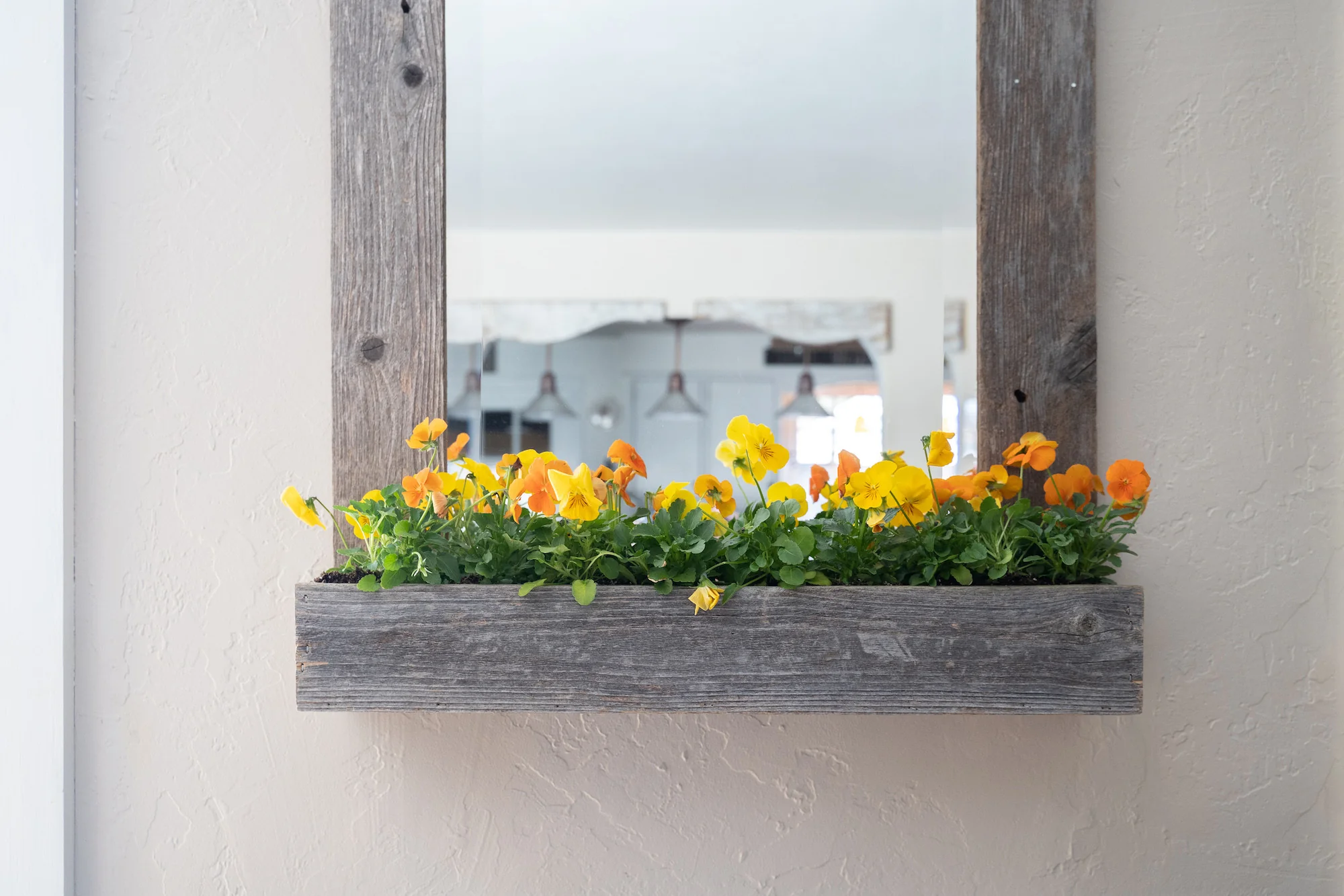 Rustic Weathered Gray Reclaimed Wood Plank Mirror With Shelf By Homeroots - Image 6