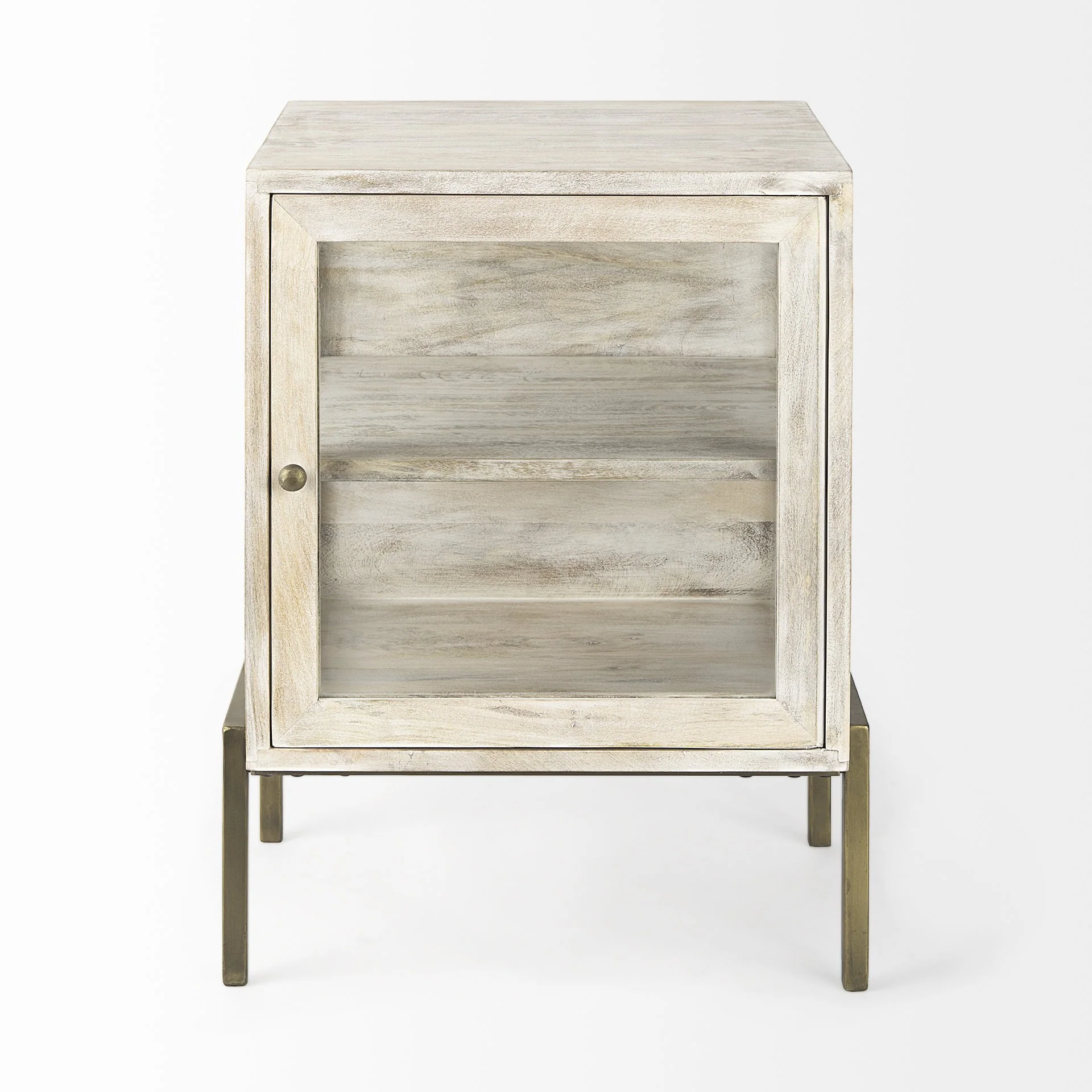 Rustic Weathered White And Gold Shadowbox Cabinet By Homeroots - Image 2