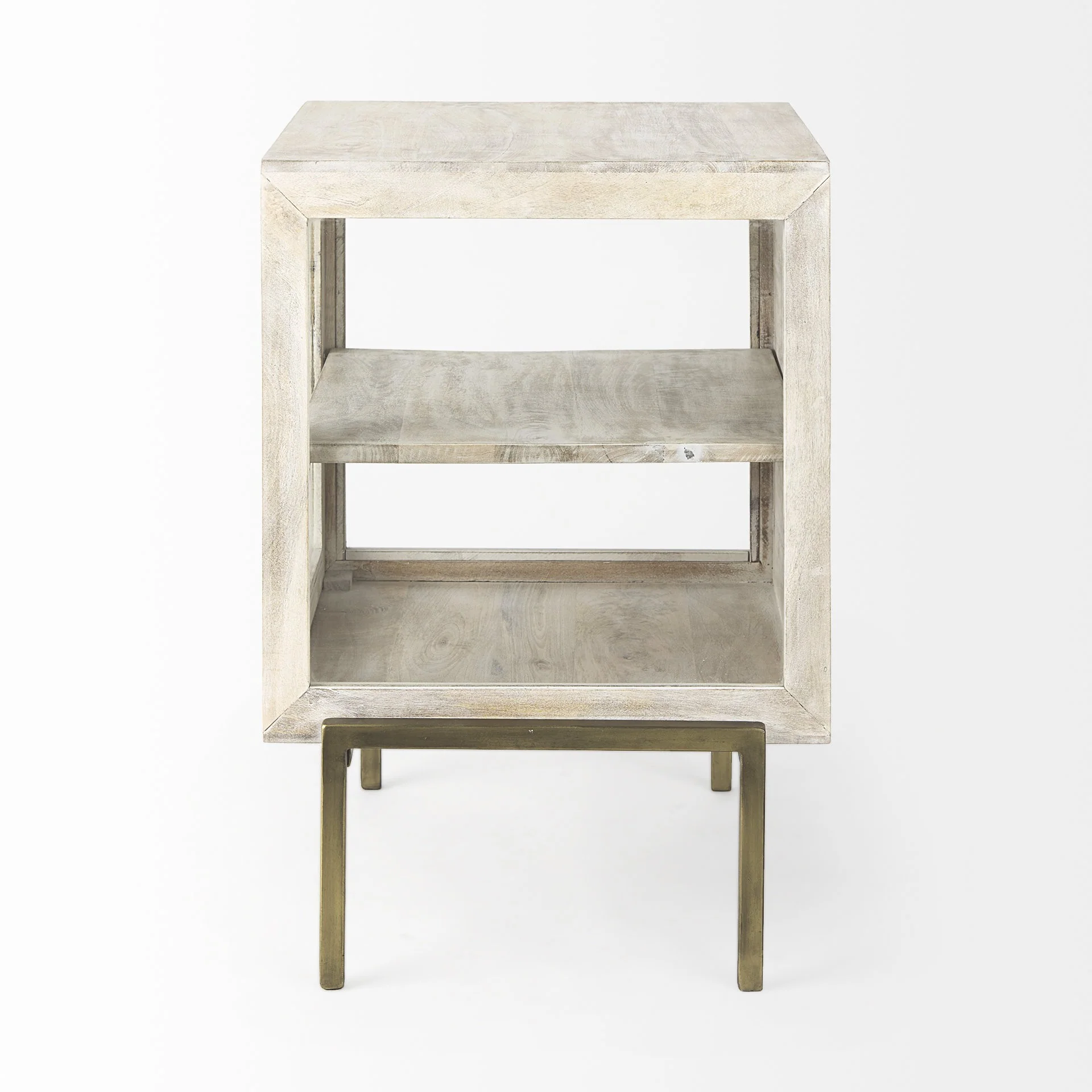 Rustic Weathered White And Gold Shadowbox Cabinet By Homeroots - Image 3