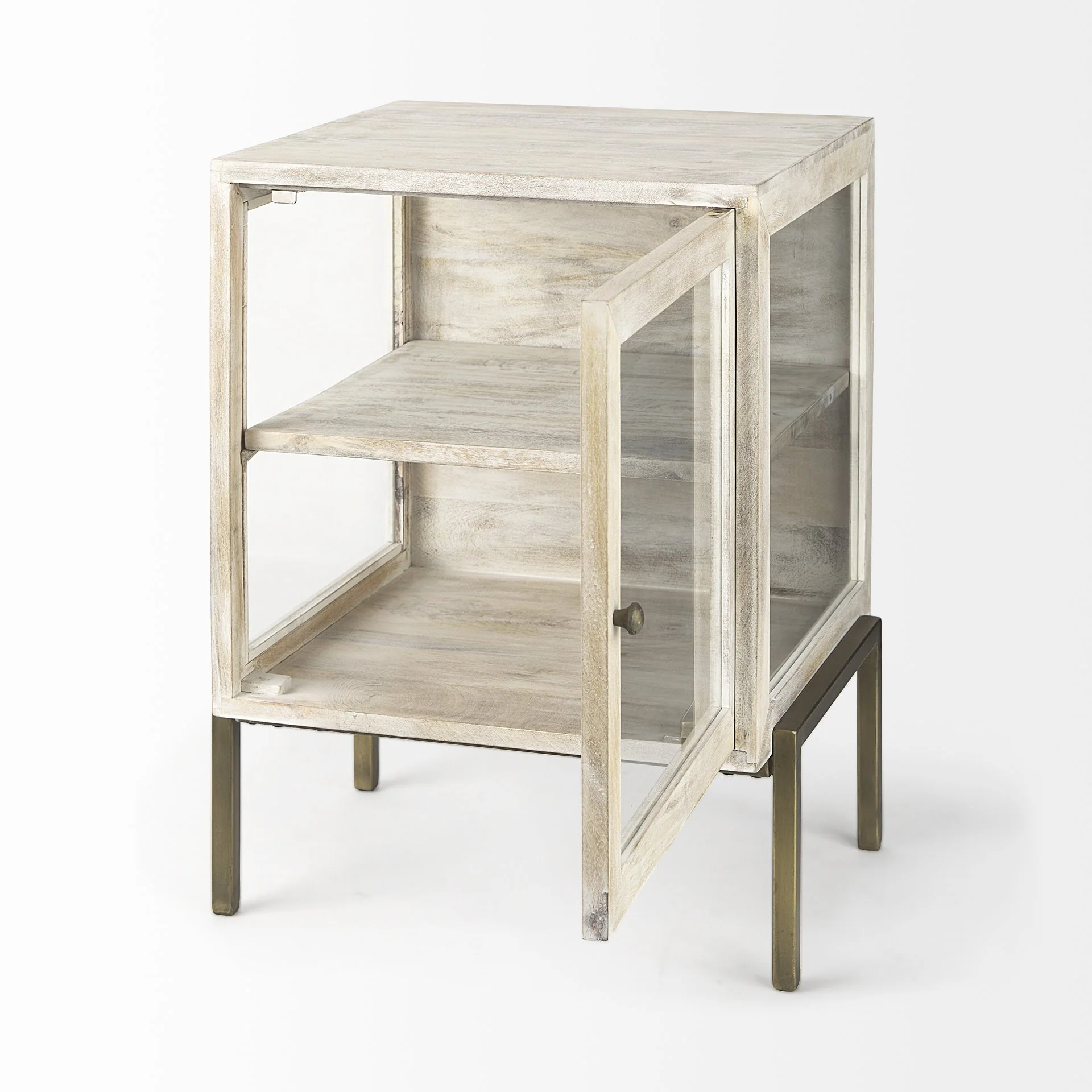 Rustic Weathered White And Gold Shadowbox Cabinet By Homeroots - Image 5