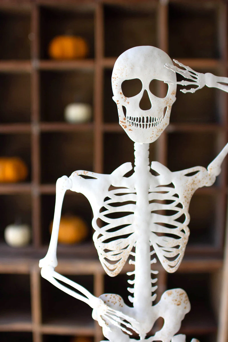 Rustic White Metal Skeleton On A Stand (Min2) By Kalalou - Image 2