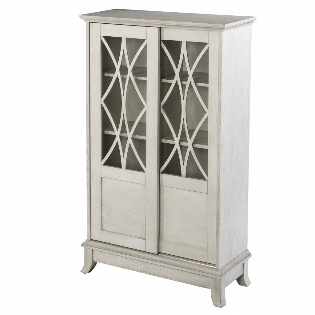 Rustic White Sliding Double Door Accent Cabinet By Homeroots - Image 2