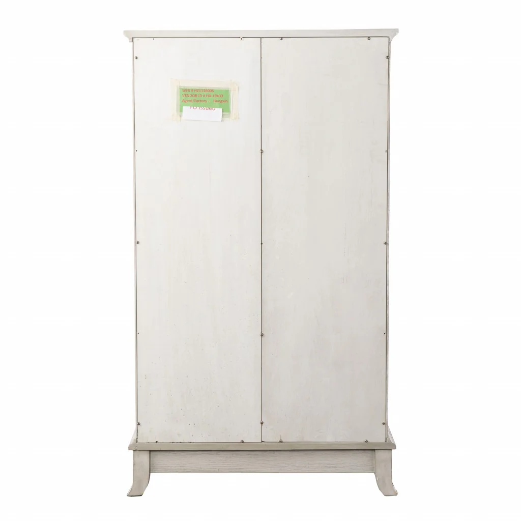 Rustic White Sliding Double Door Accent Cabinet By Homeroots - Image 4