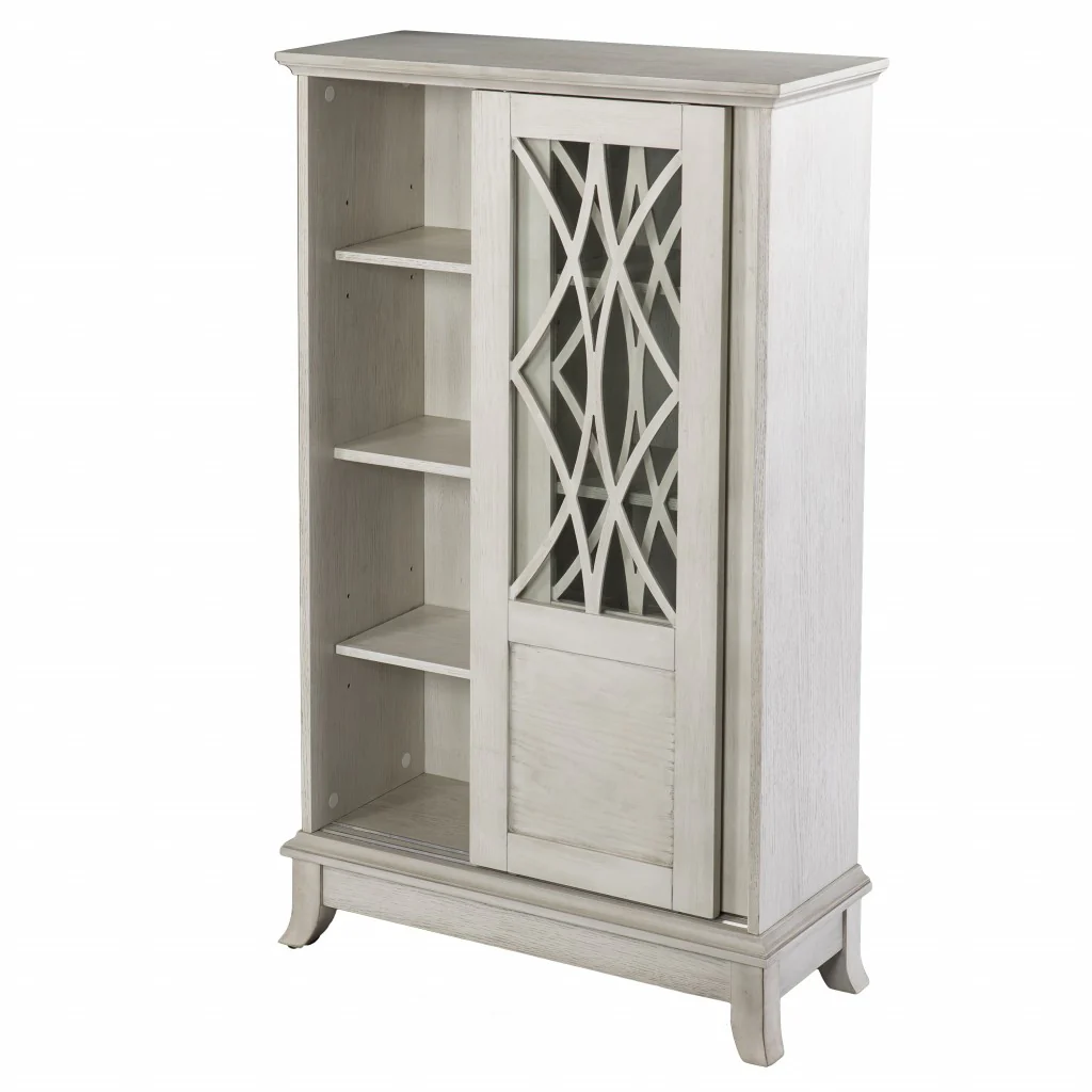 Rustic White Sliding Double Door Accent Cabinet By Homeroots - Image 5