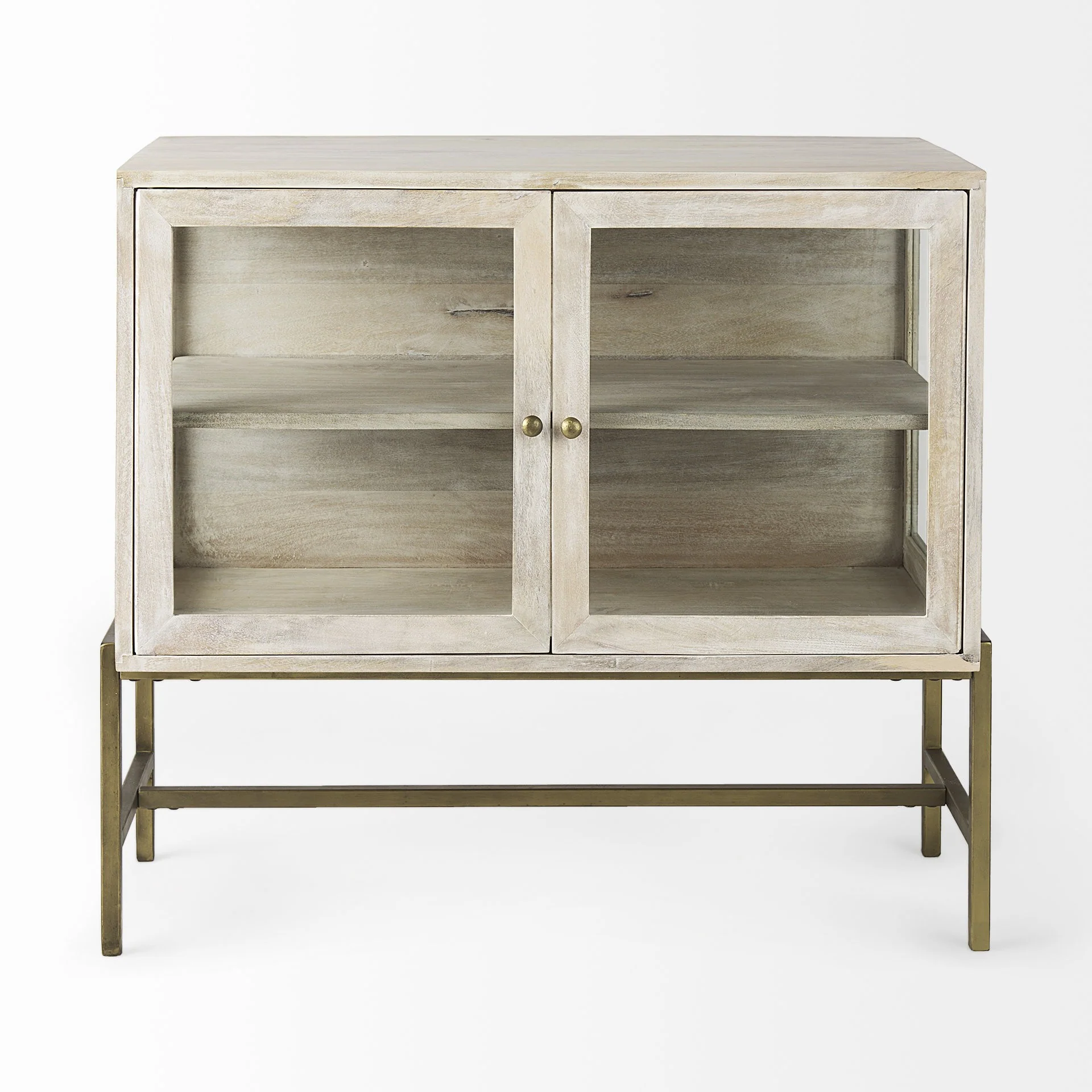 Rustic White Two Door Shadowbox Cabinet By Homeroots - Image 2