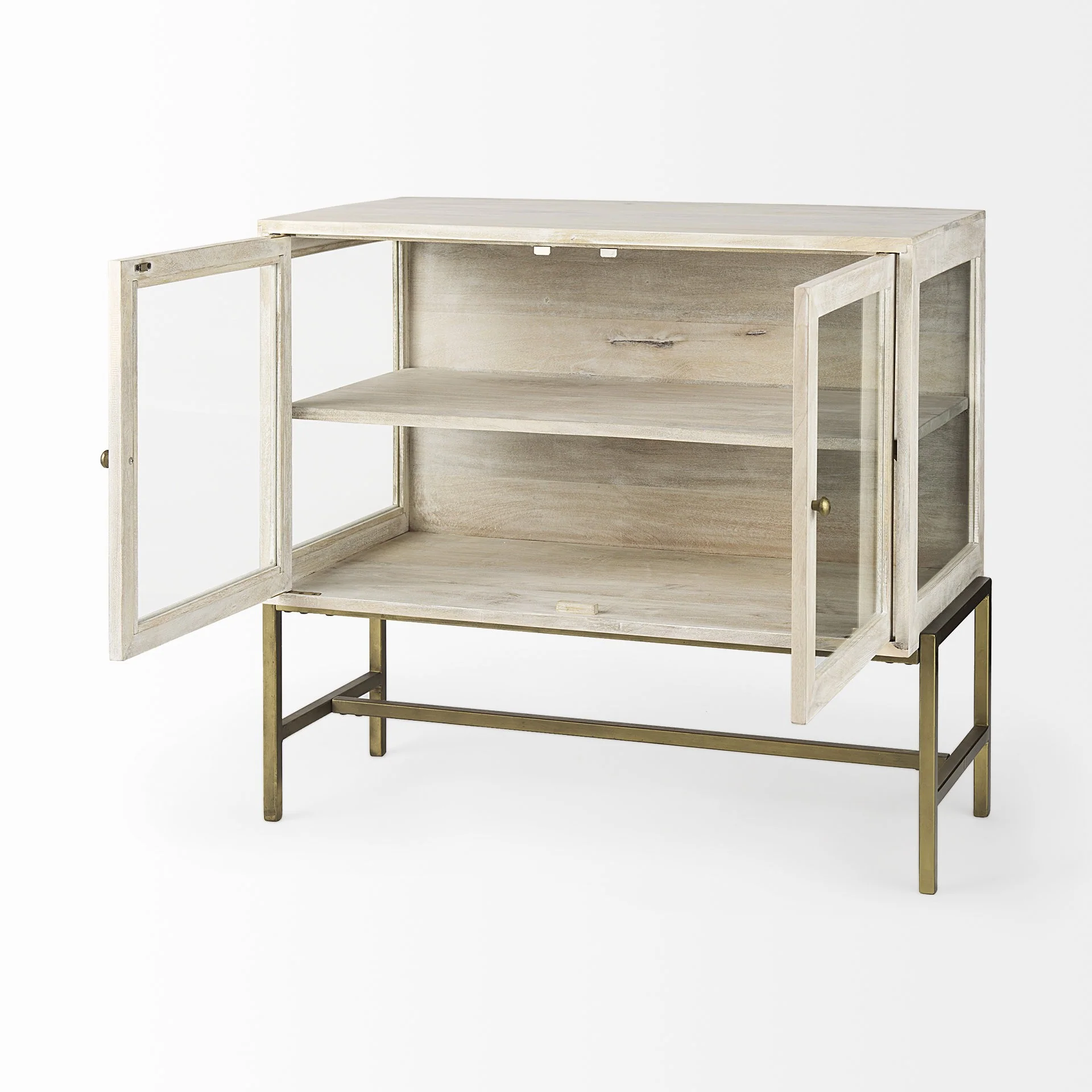 Rustic White Two Door Shadowbox Cabinet By Homeroots - Image 5