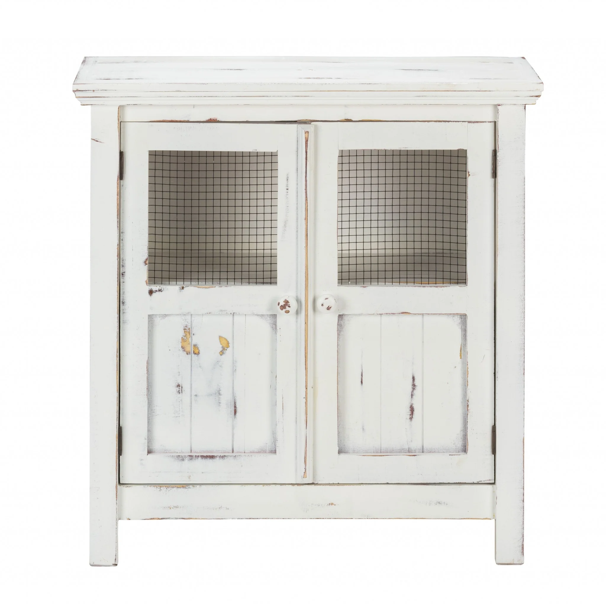 Rustic White Wood And Wire Two Door Accent Cabinet By Homeroots - Image 4