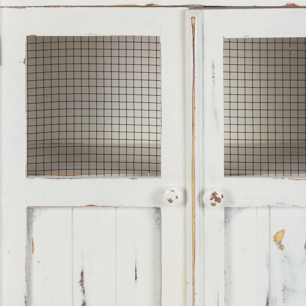Rustic White Wood And Wire Two Door Accent Cabinet By Homeroots - Image 6