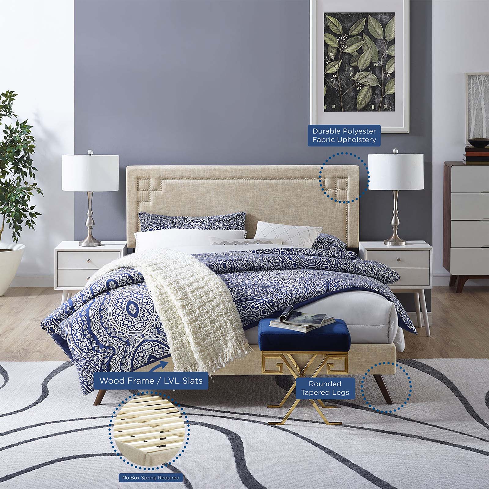 Ruthie Full Fabric Platform Bed with Round Splayed Legs By Modway - MOD-5929 - Image 6