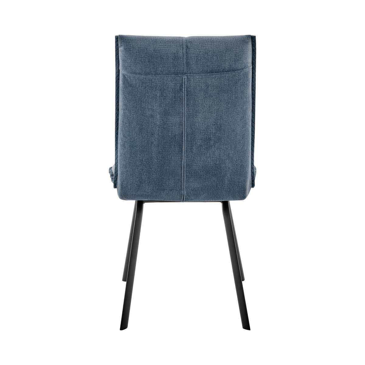 Rylee Dining Room Accent Chair in Blue Fabric and Black Finish - Set of 2 By Armen Living - Image 4