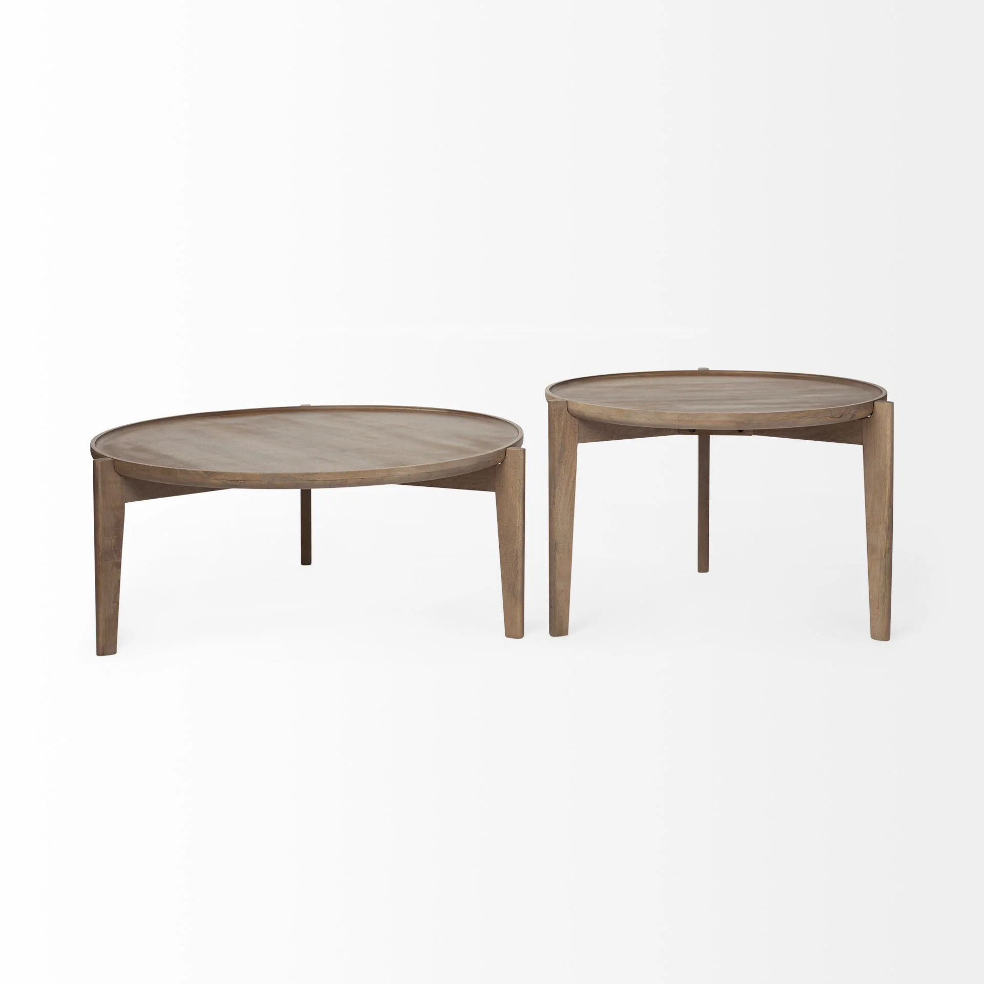 S 2 39.5' & 31.25' Round Solid Wood Nesting Coffee Tables By Homeroots - Image 2