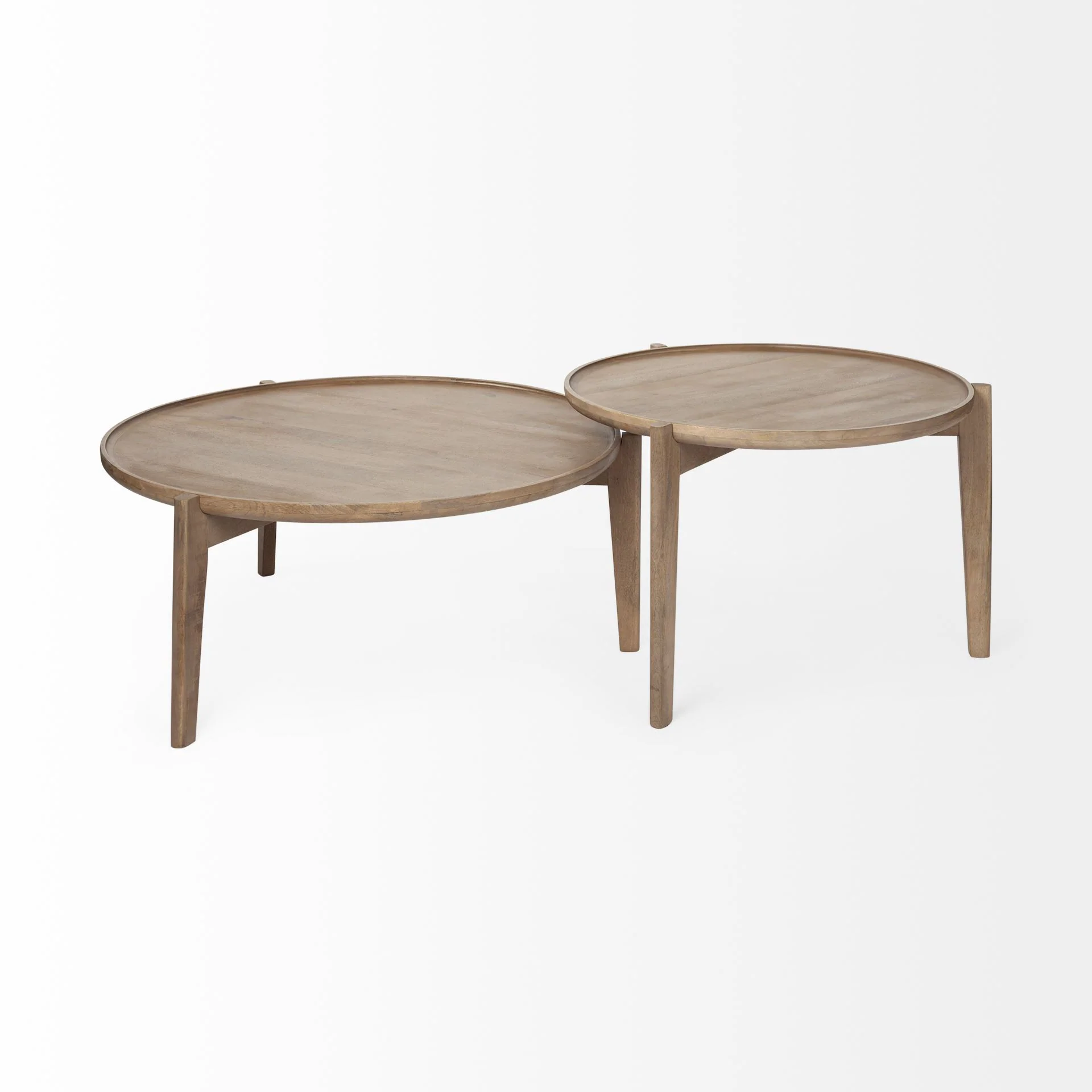 S 2 39.5' & 31.25' Round Solid Wood Nesting Coffee Tables By Homeroots - Image 3
