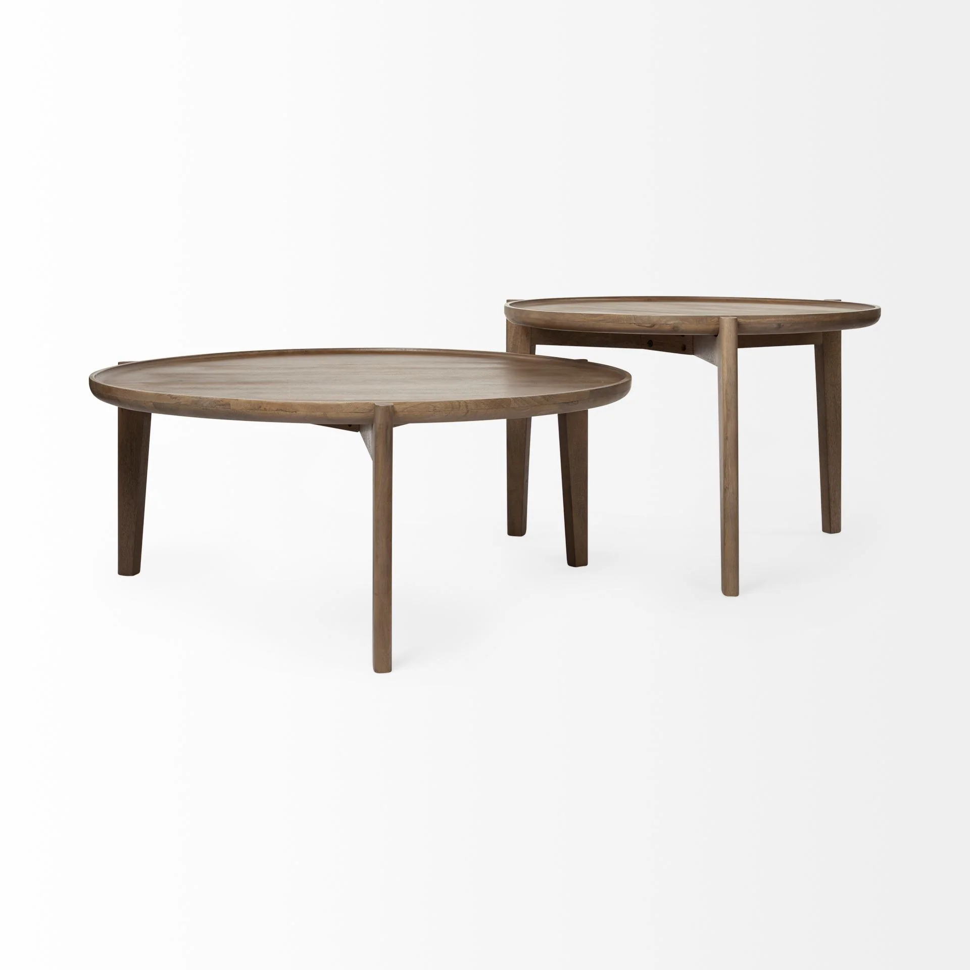 S 2 39.5' & 31.25' Round Solid Wood Nesting Coffee Tables By Homeroots - Image 4
