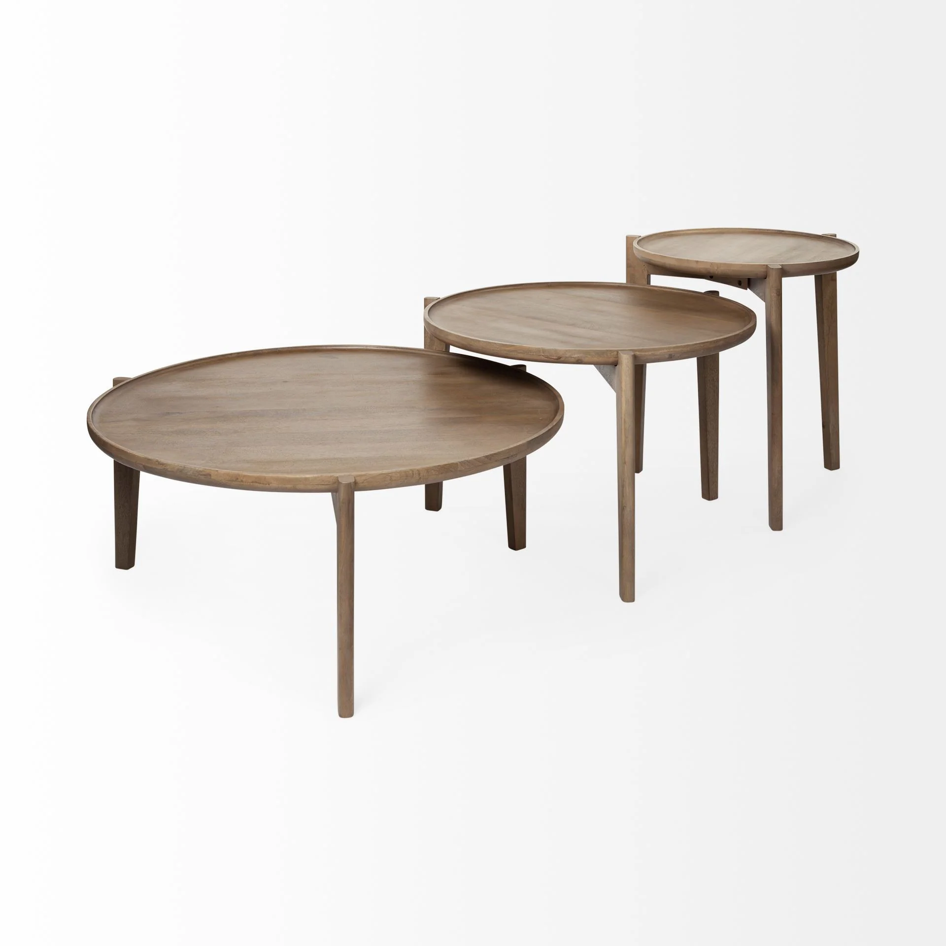 S 2 39.5' & 31.25' Round Solid Wood Nesting Coffee Tables By Homeroots - Image 5