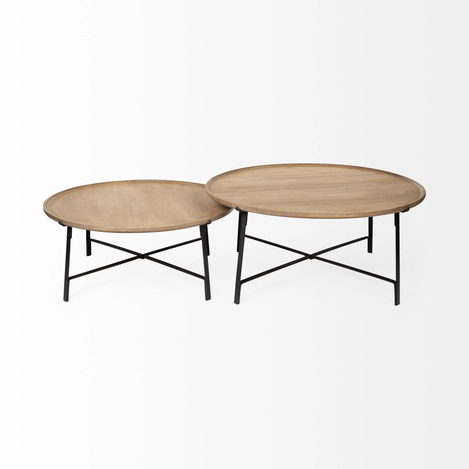 S 2 Solid Wood Top Black Metal Base Nesting Coffee Tables By Homeroots - Image 2
