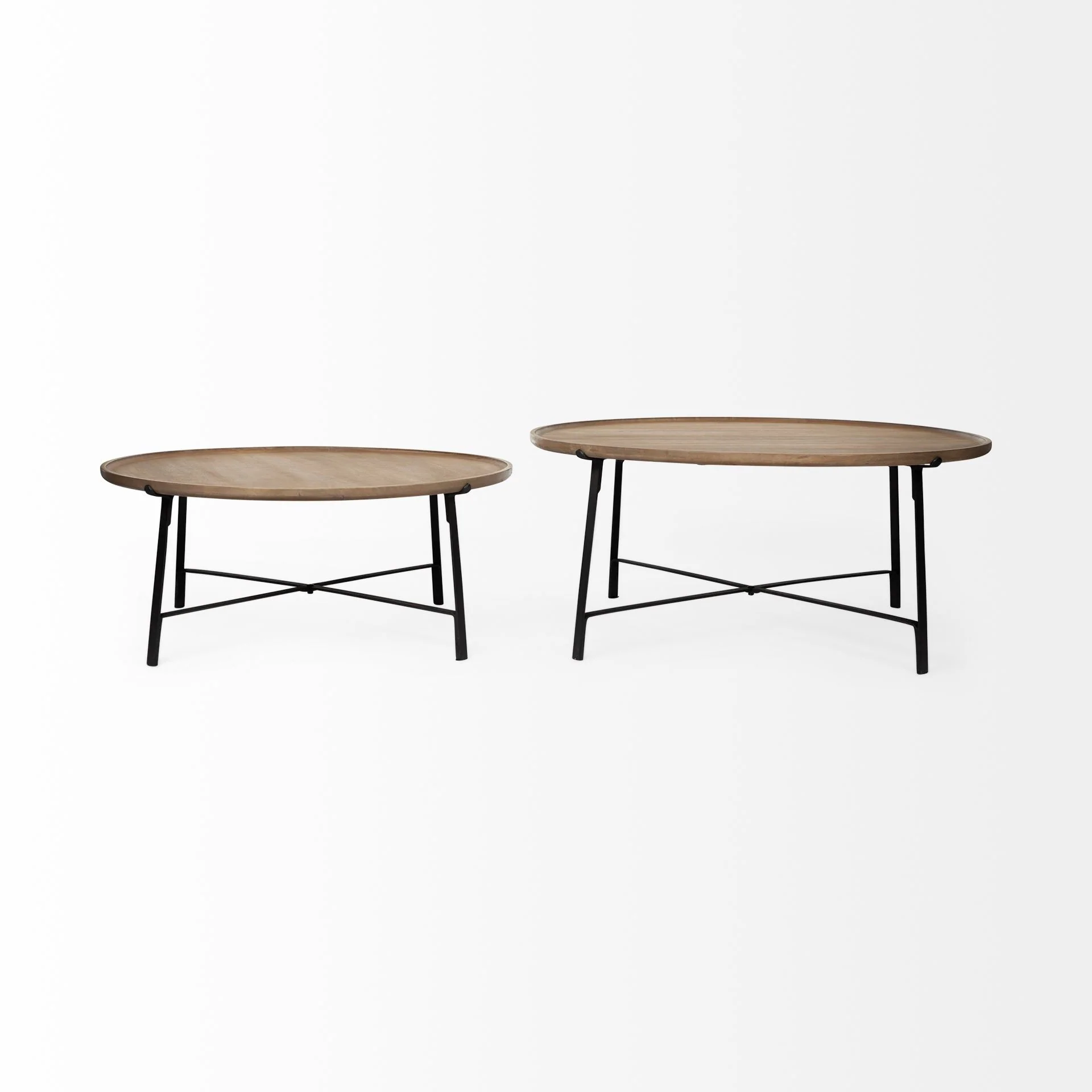 S 2 Solid Wood Top Black Metal Base Nesting Coffee Tables By Homeroots - Image 3