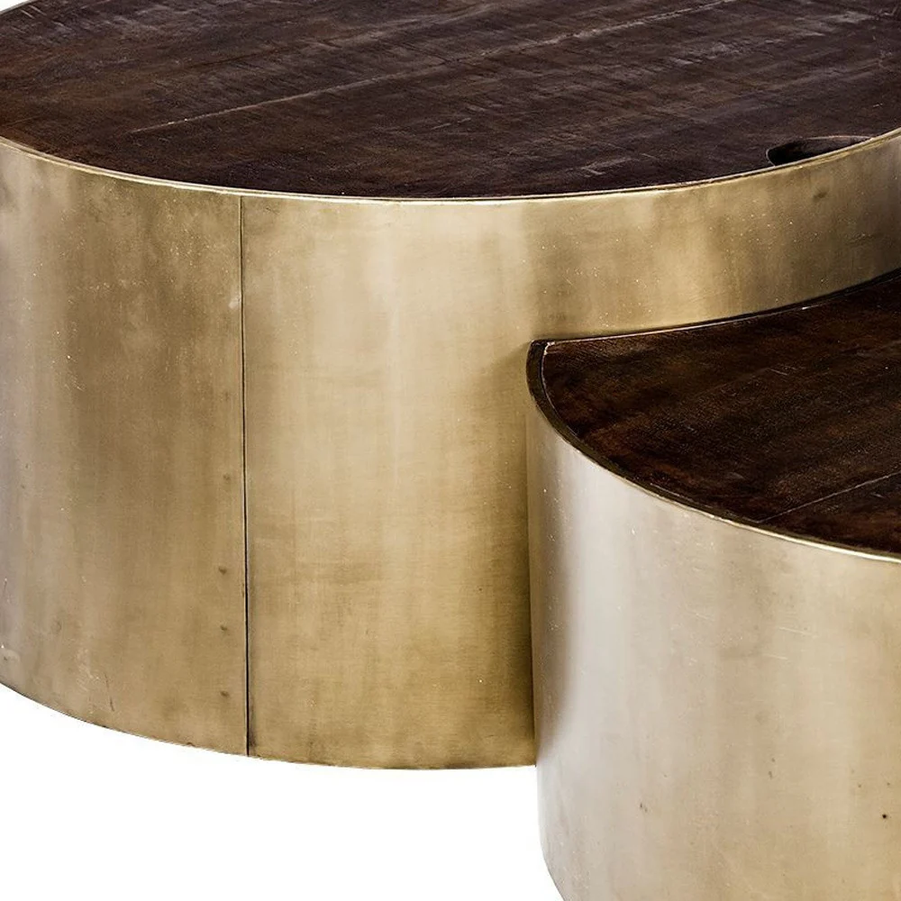 S2 39.5' & 31.25' Round Wood Nesting Coffee Tables By Homeroots - Image 3