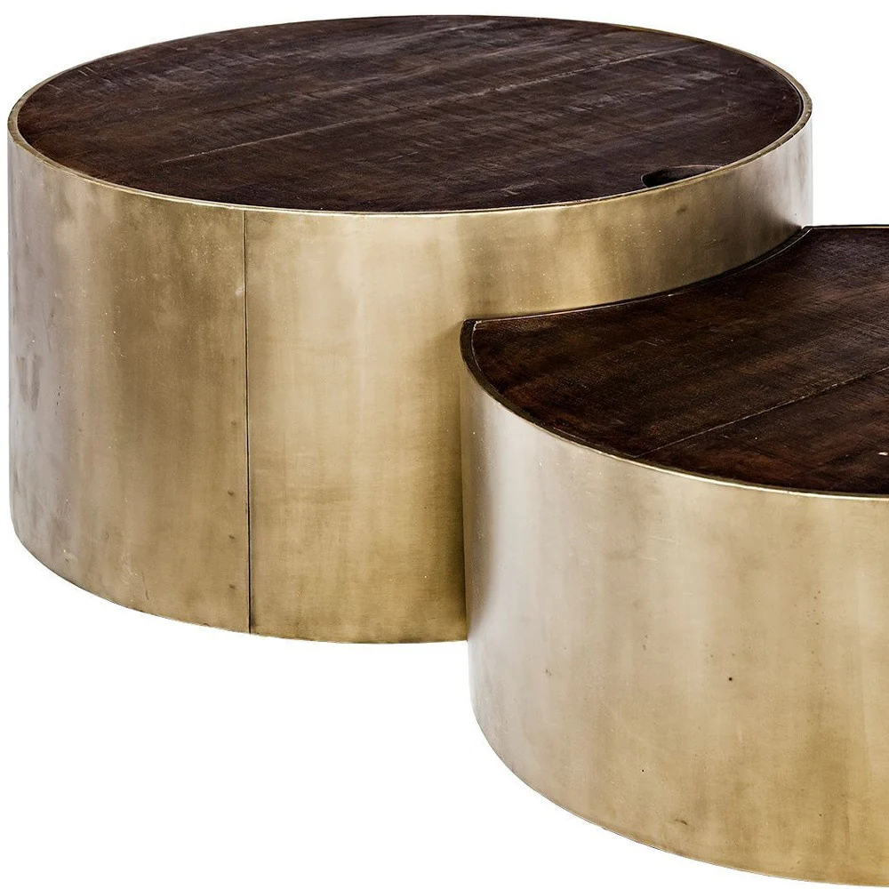 S2 39.5' & 31.25' Round Wood Nesting Coffee Tables By Homeroots - Image 4