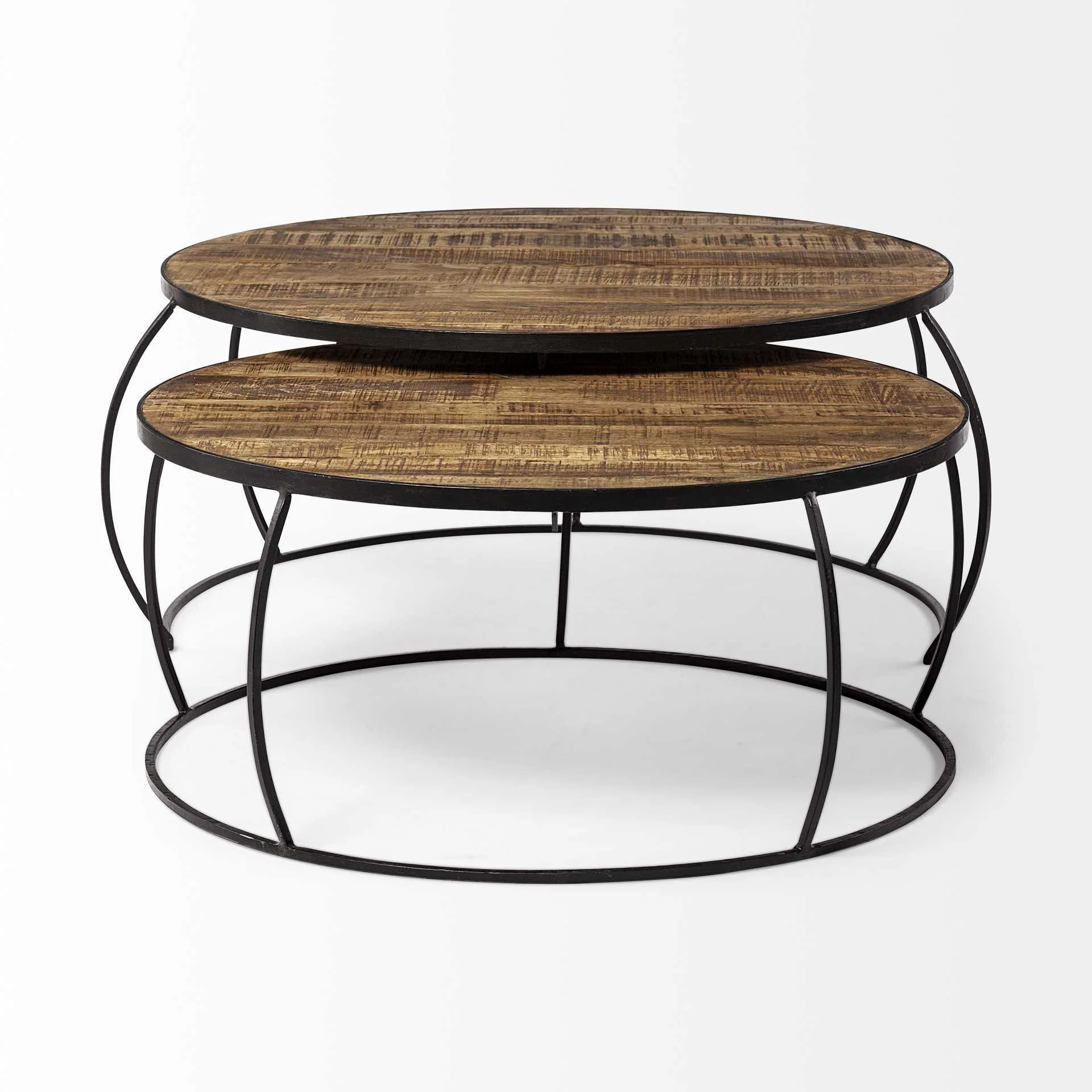 S2 41' & 38' Round Wood Top Nesting Coffee Tables By Homeroots - 376284 - Image 2