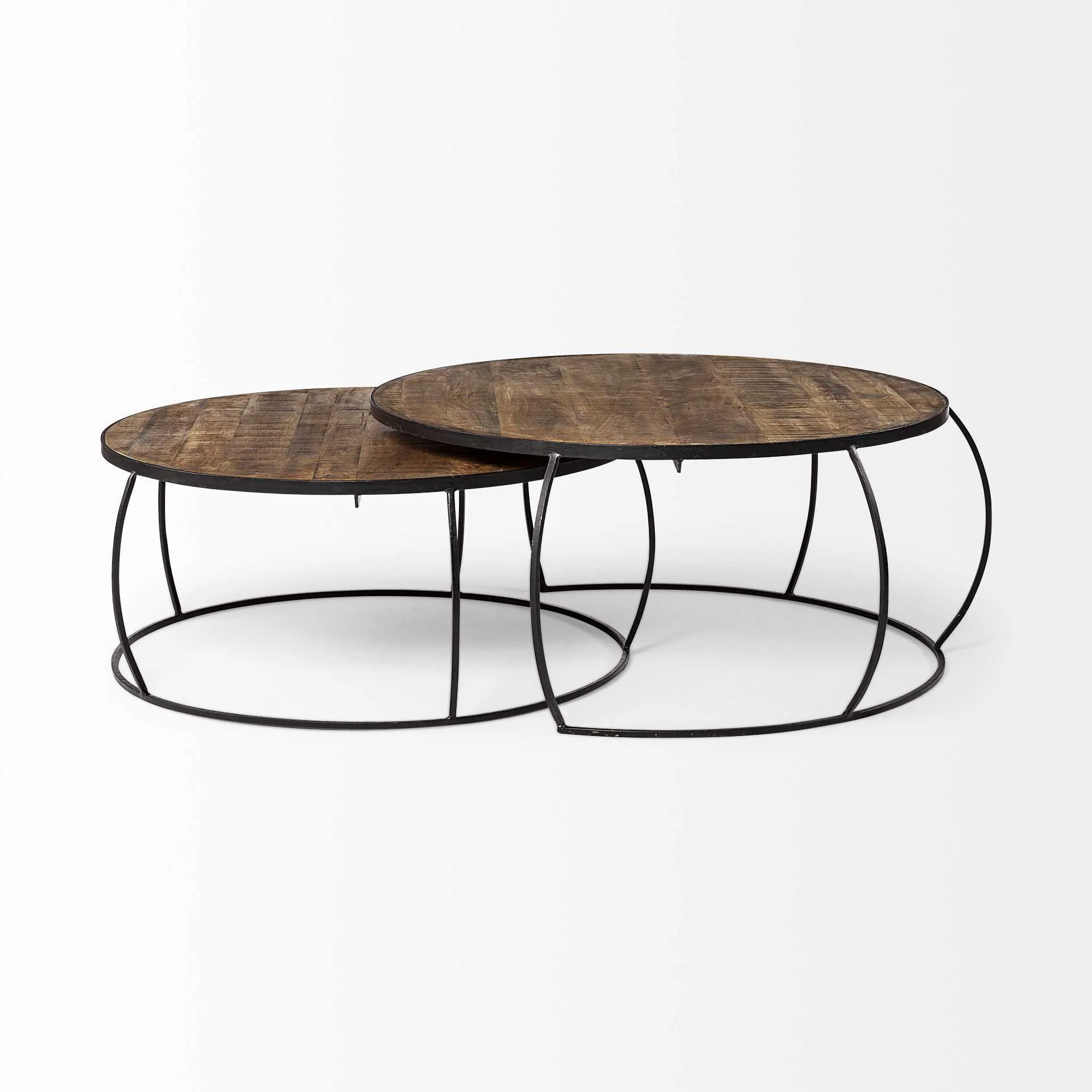 S2 41' & 38' Round Wood Top Nesting Coffee Tables By Homeroots - 376284 - Image 3