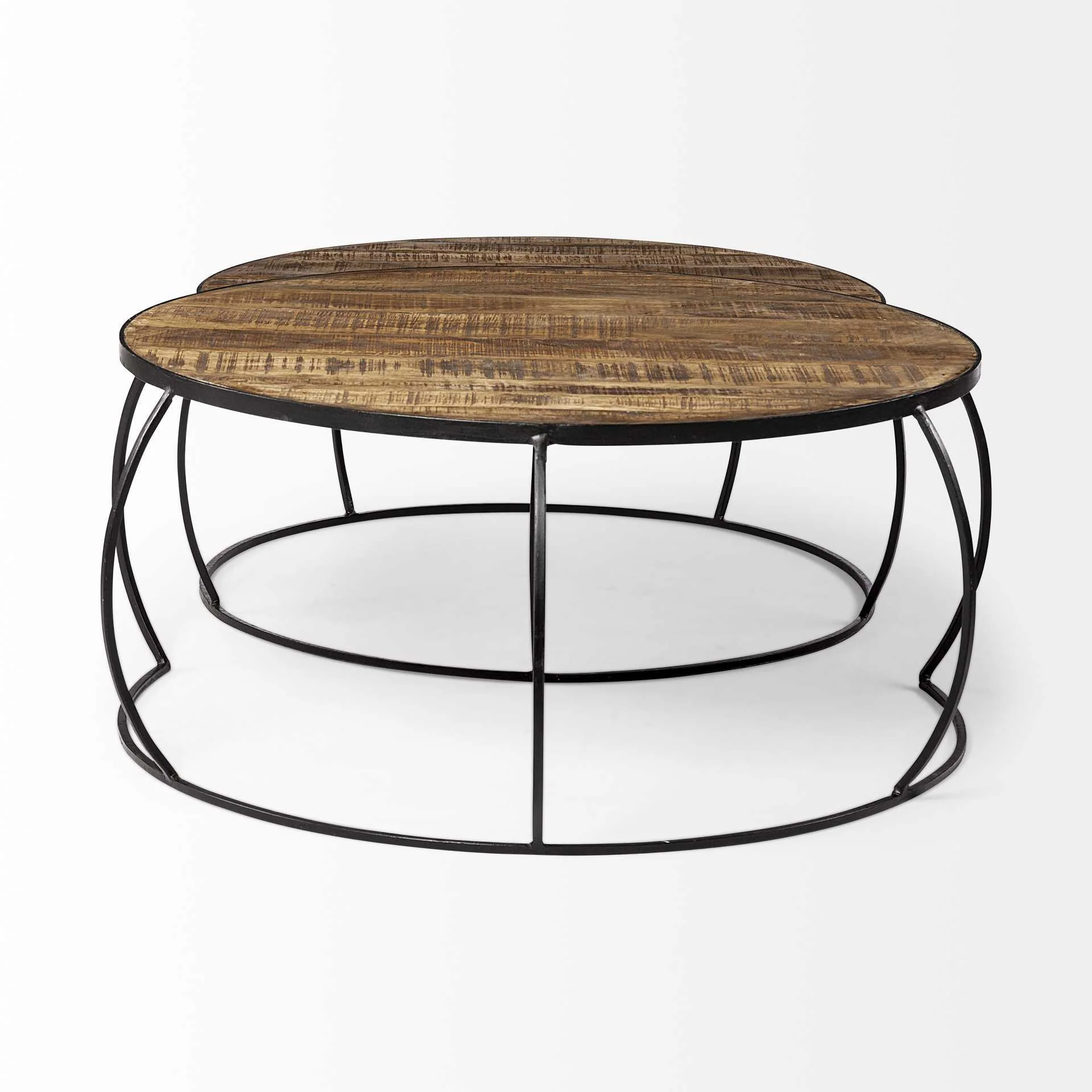S2 41' & 38' Round Wood Top Nesting Coffee Tables By Homeroots - 376284 - Image 4