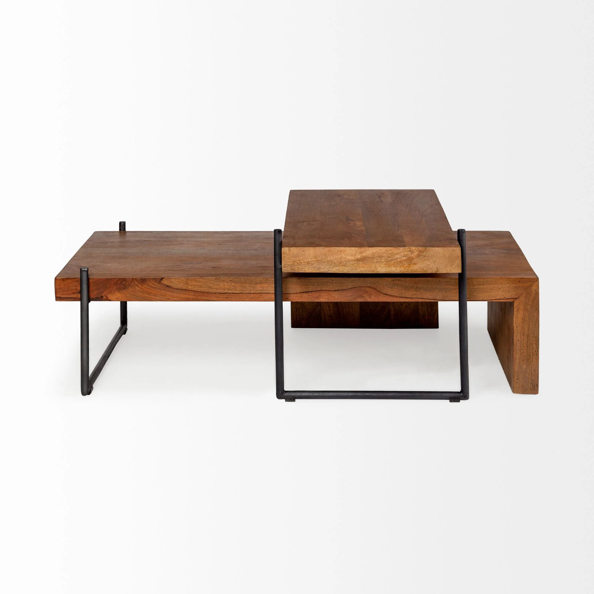 S2 Solid Wood Black Metal Nesting Coffee Tables By Homeroots - Image 2