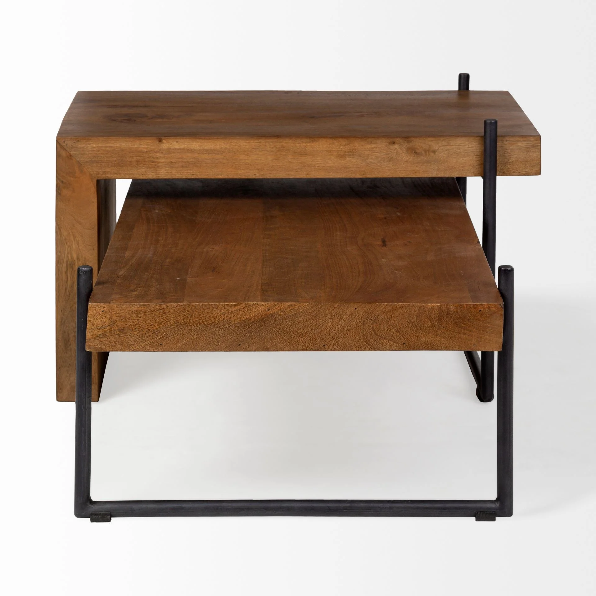 S2 Solid Wood Black Metal Nesting Coffee Tables By Homeroots - Image 4