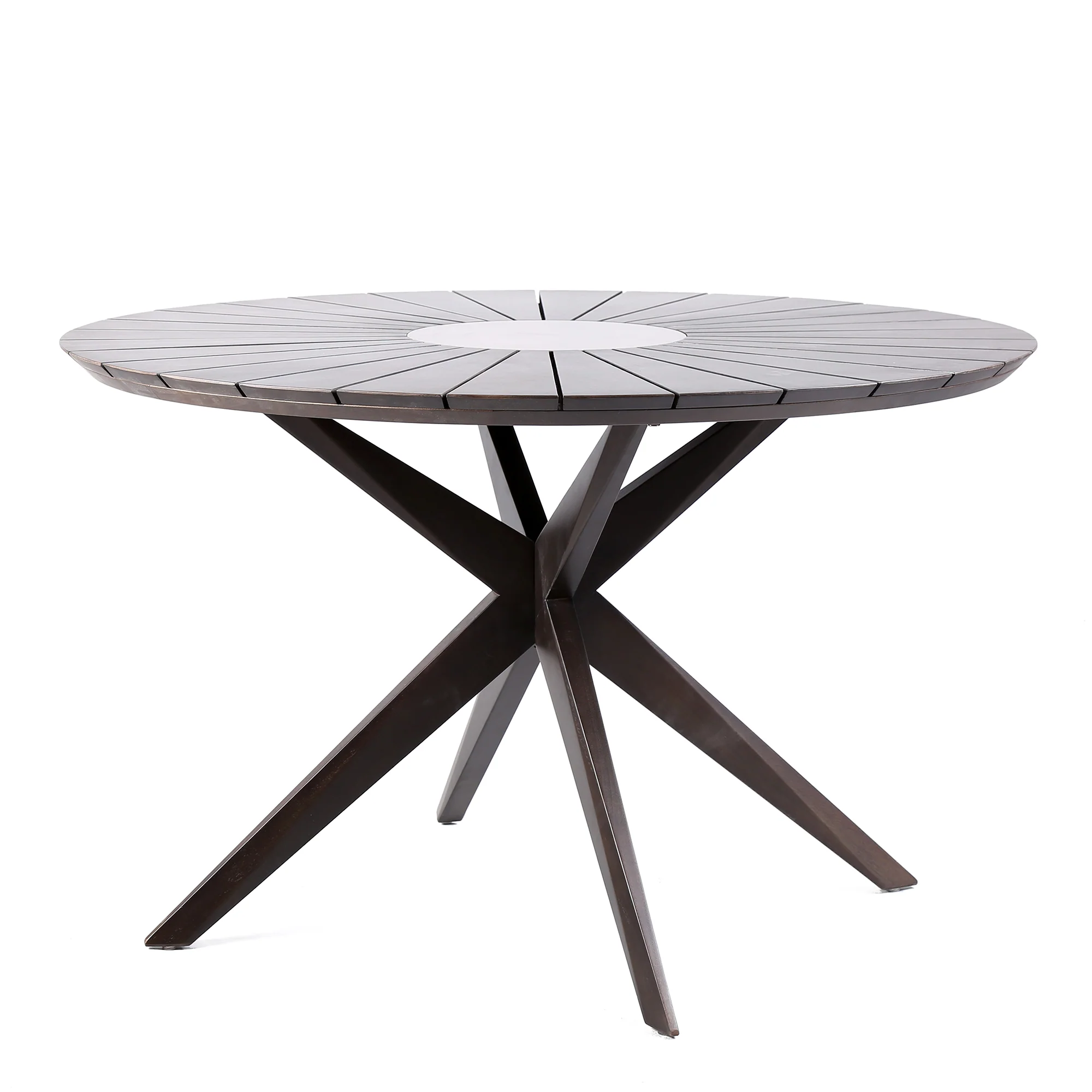 Sachi and Island Outdoor 5 Piece Dark Eucalyptus and Concrete Dining Set By Armen Living - Image 6