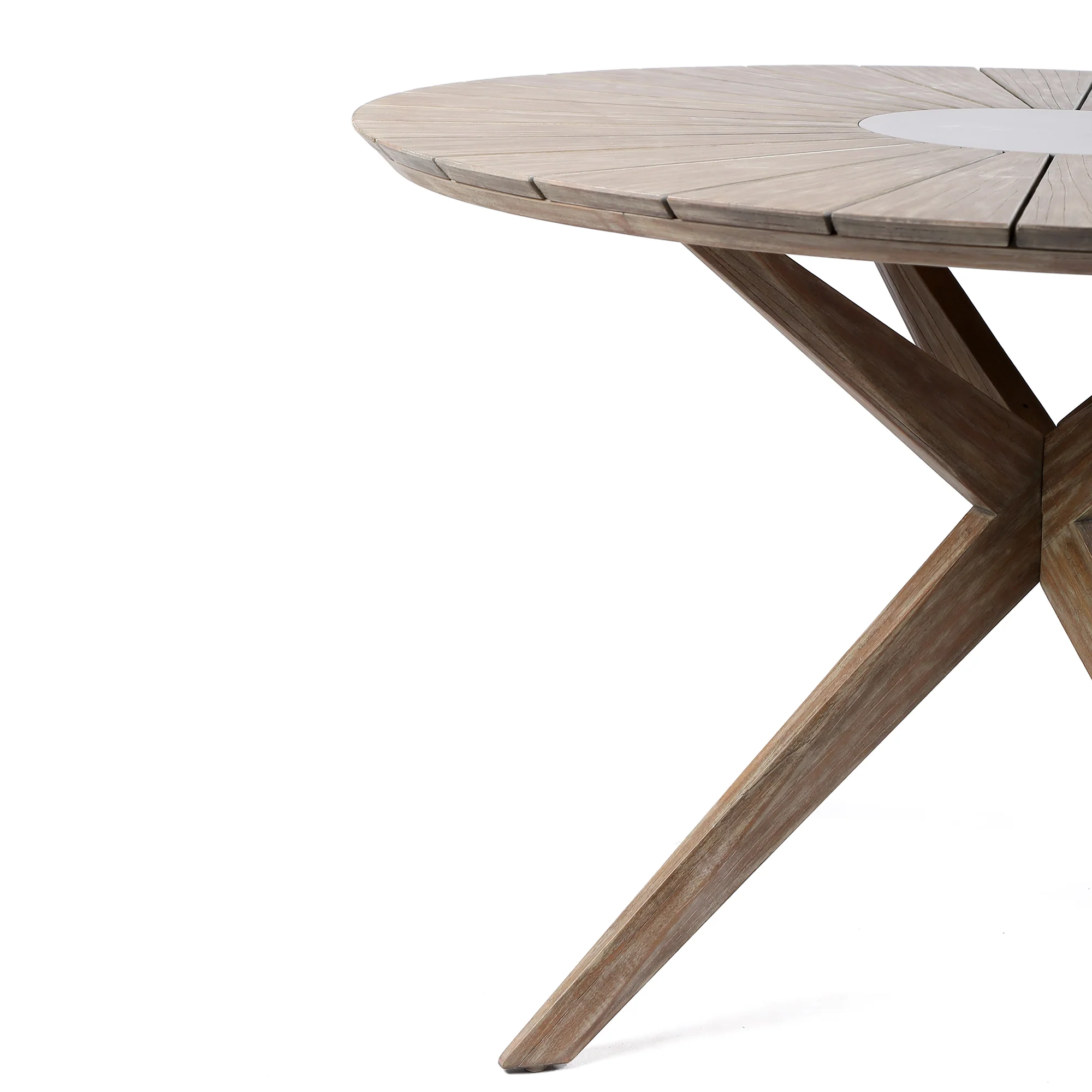 Sachi and Island Outdoor 5 Piece Light Eucalyptus and Concrete Dining Set By Armen Living - Image 7