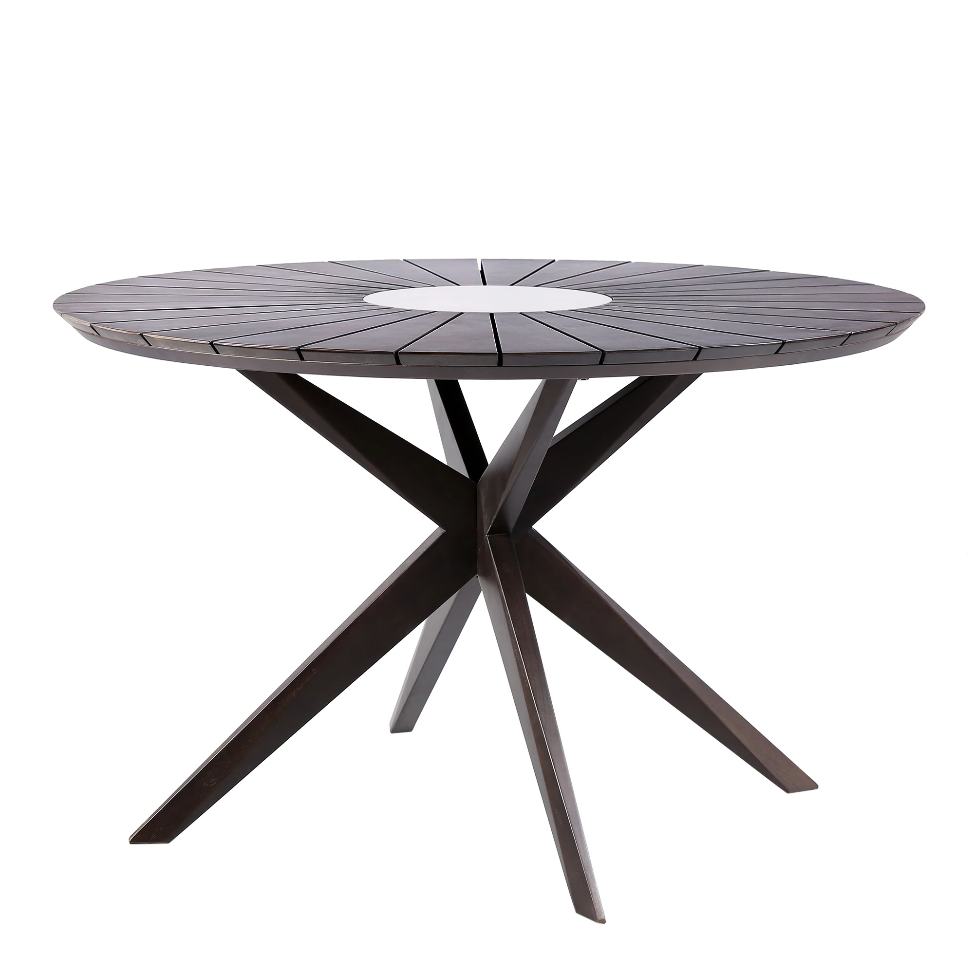 Sachi and Nabila Outdoor 5 Piece Dark Eucalyptus and Concrete Dining Set By Armen Living - Image 6