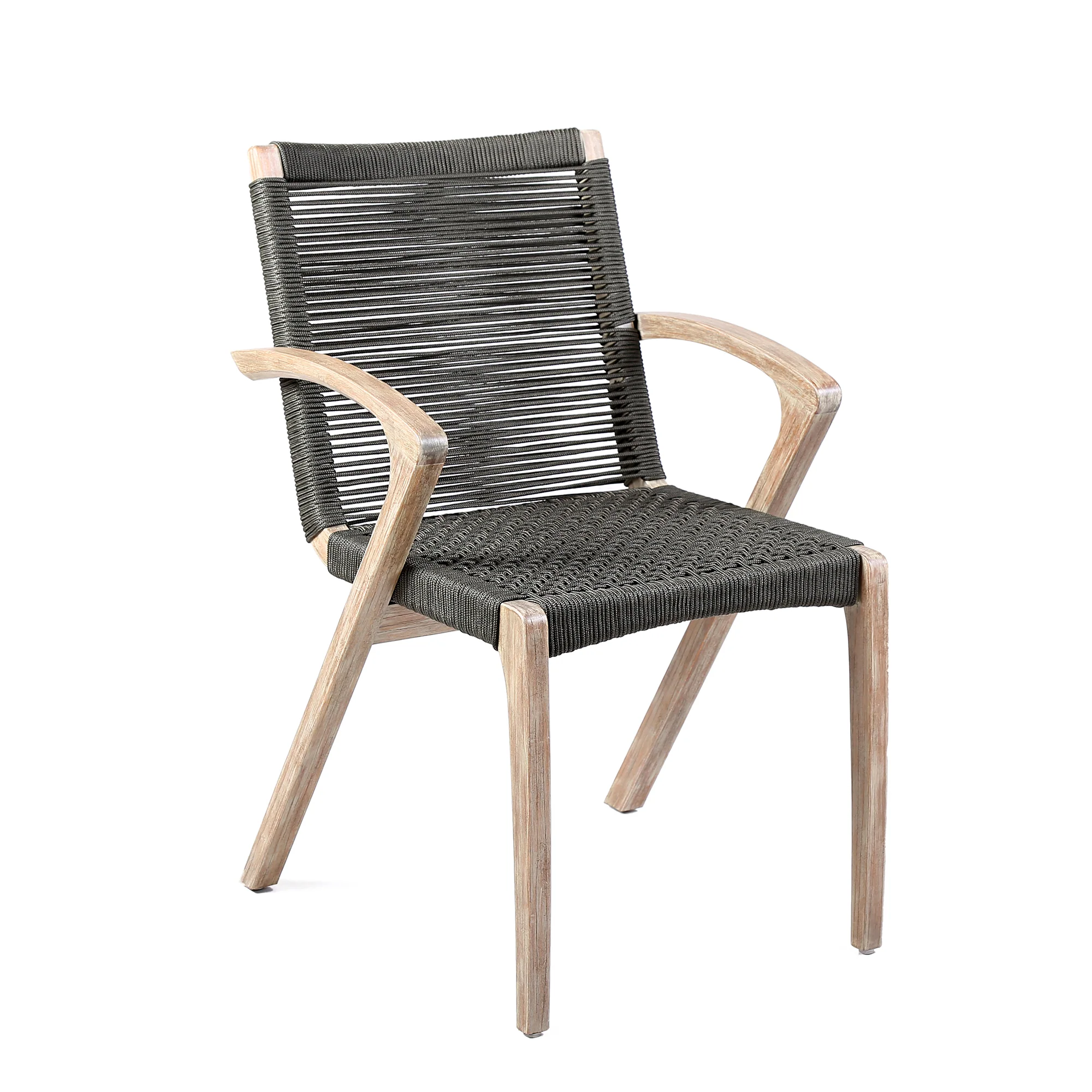 Sachi and Nabila Outdoor 5 Piece Light Eucalyptus and Concrete Dining Set By Armen Living - Image 3